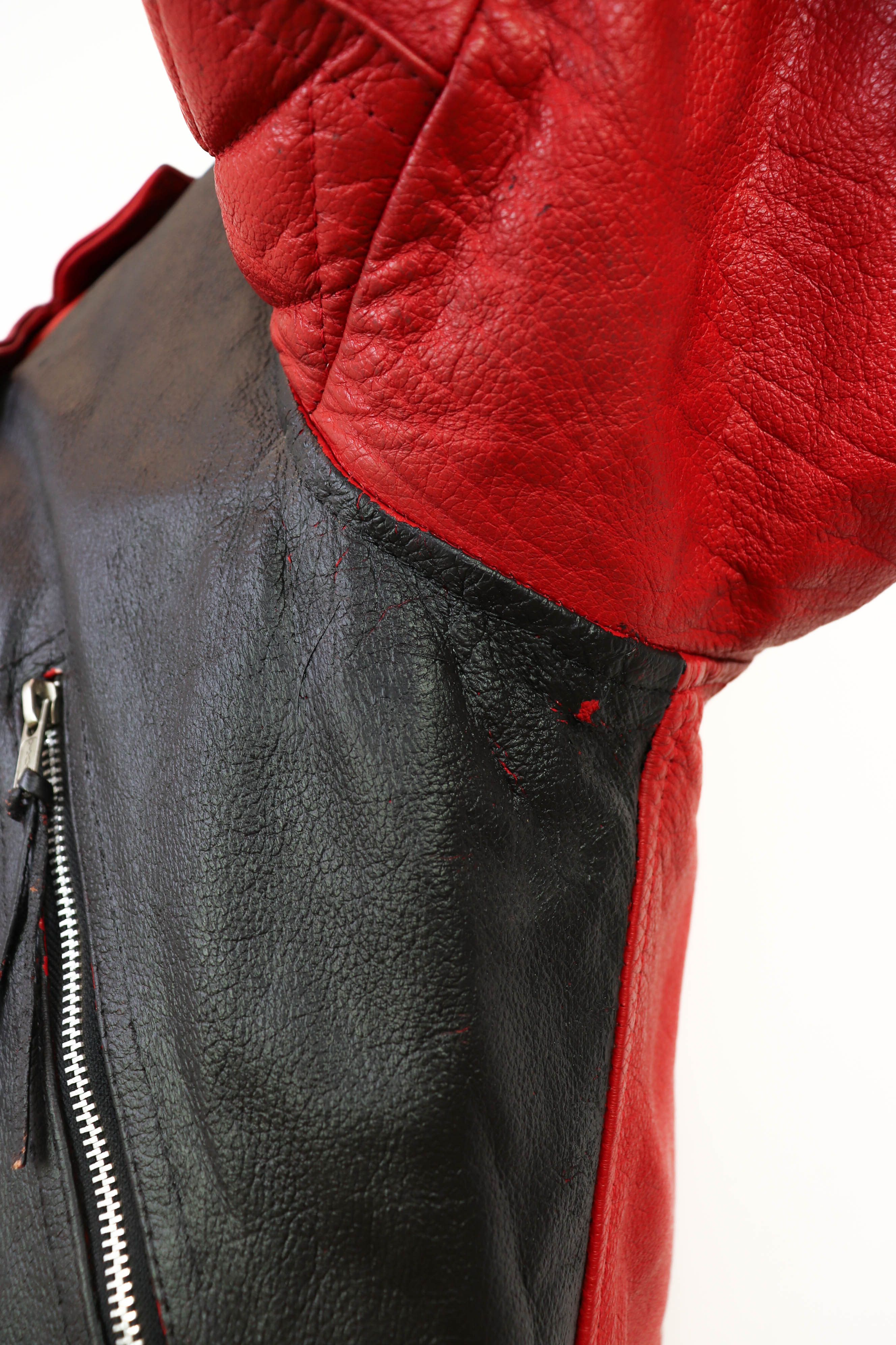 Vintage Vintage Custom Hand Painted Red Leather Biker Jacket Size US XL / EU 56 / 4 - 14 Thumbnail
