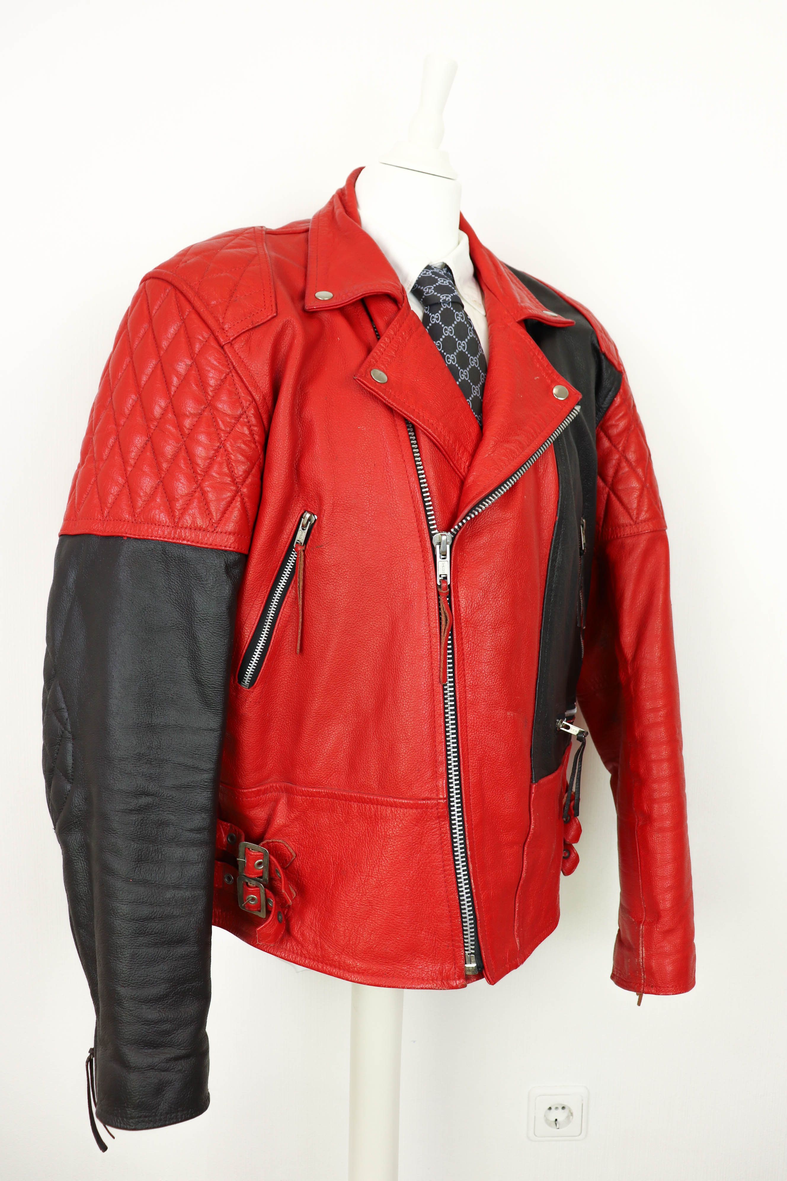 Vintage Vintage Custom Hand Painted Red Leather Biker Jacket Size US XL / EU 56 / 4 - 4 Thumbnail
