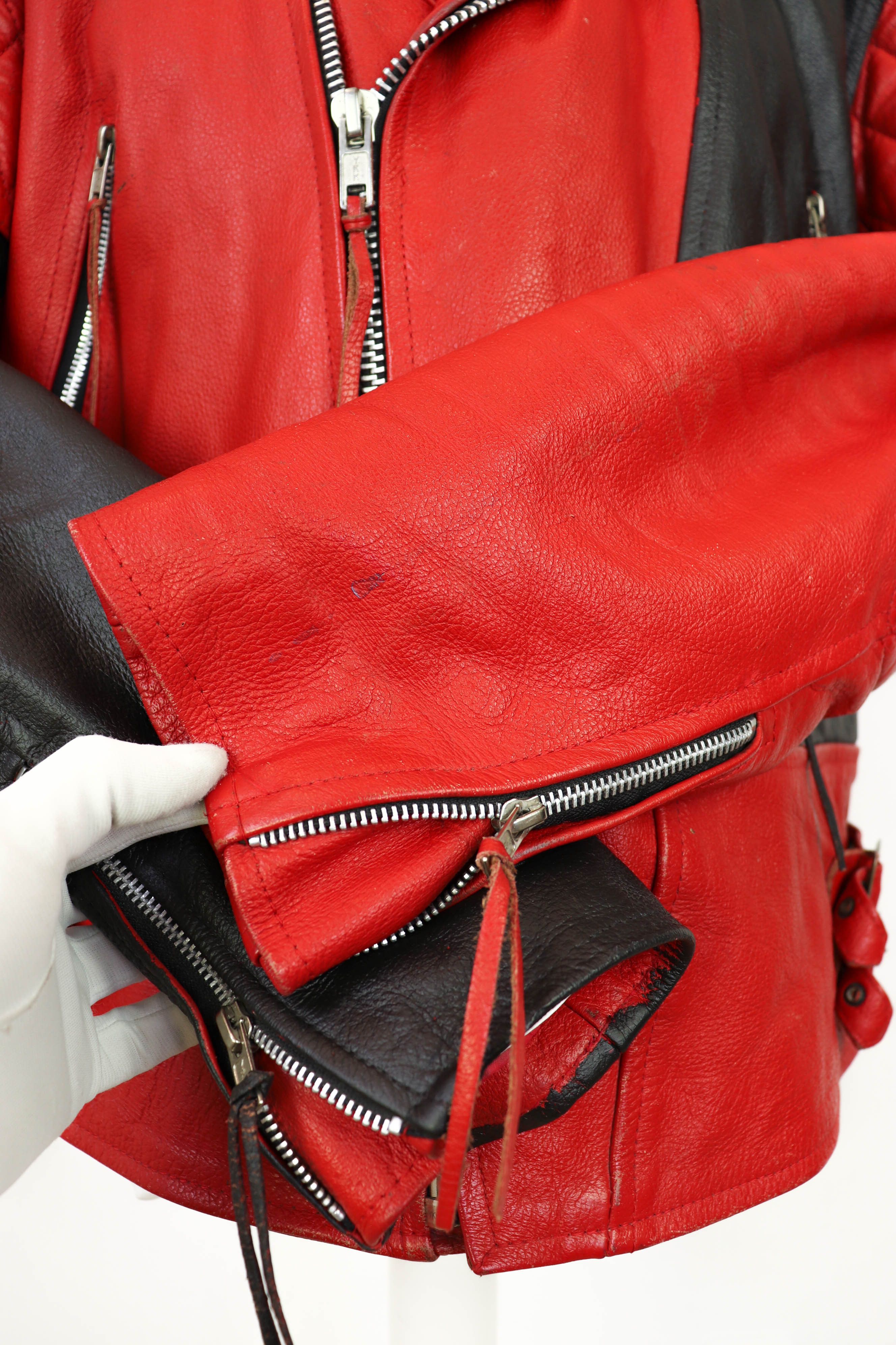 Vintage Vintage Custom Hand Painted Red Leather Biker Jacket Size US XL / EU 56 / 4 - 9 Thumbnail