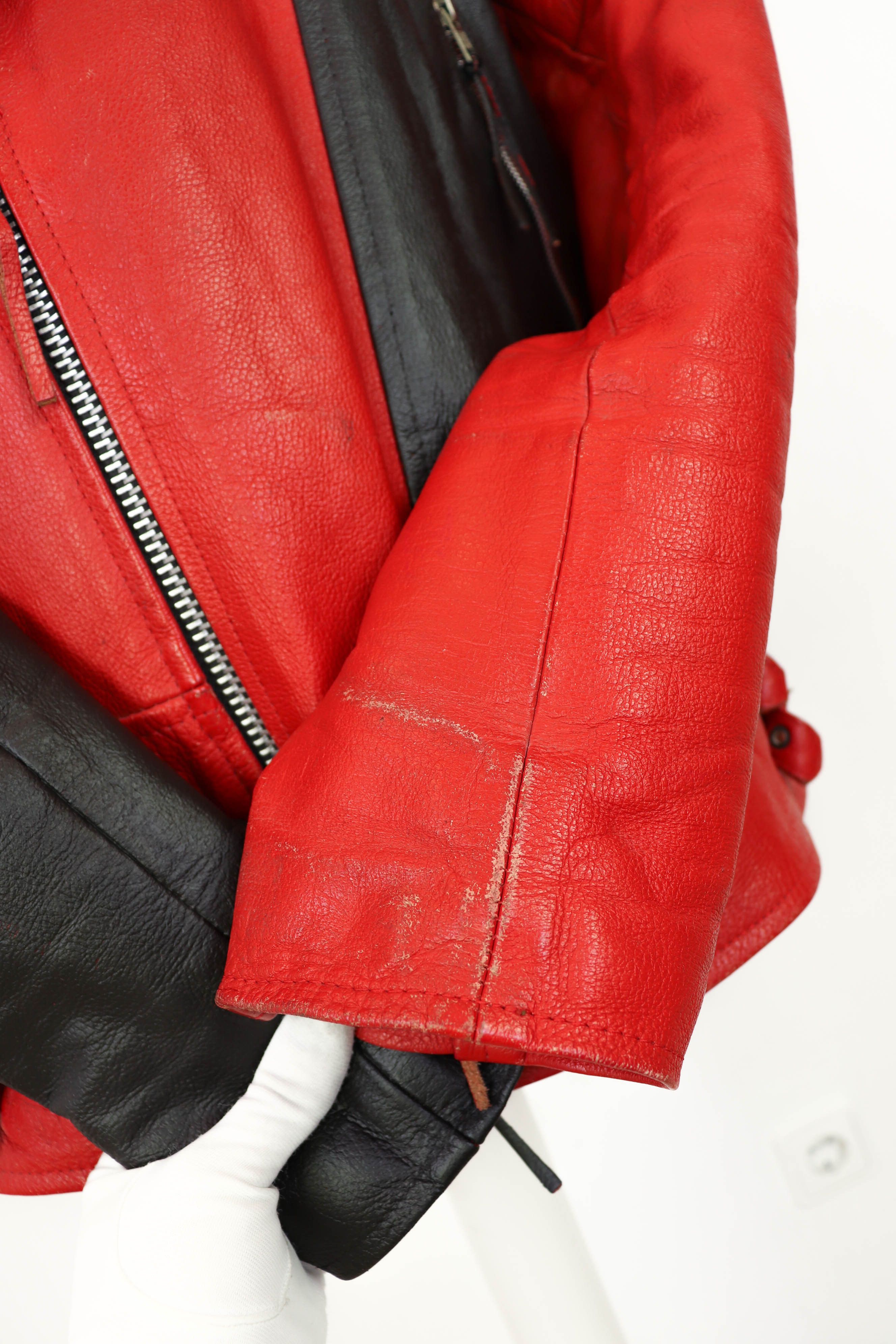 Vintage Vintage Custom Hand Painted Red Leather Biker Jacket Size US XL / EU 56 / 4 - 10 Thumbnail
