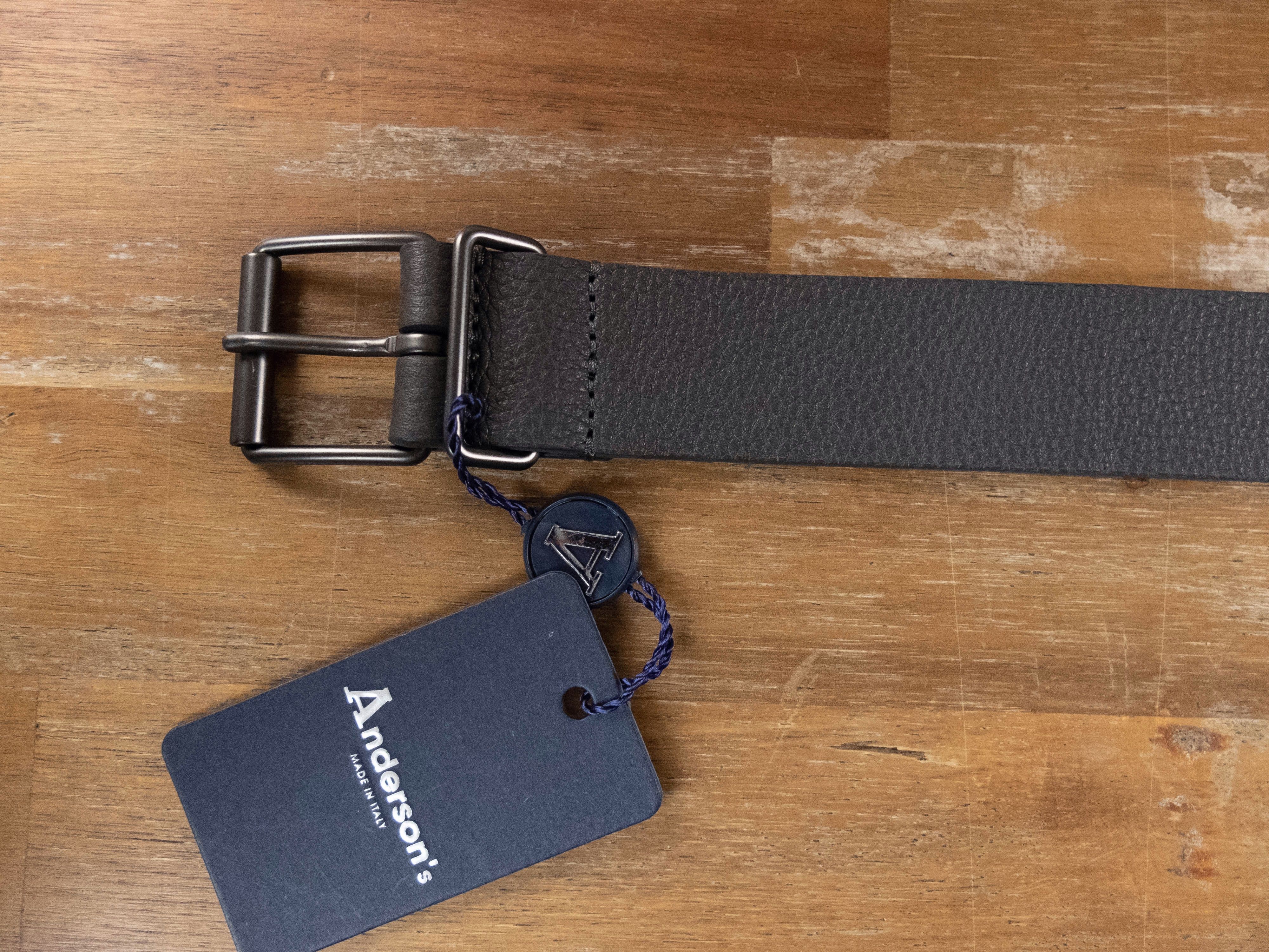 Andersons ANDERSON'S gray leather belt Size 110 fits size 43-44 waist Size 44 - 2 Thumbnail