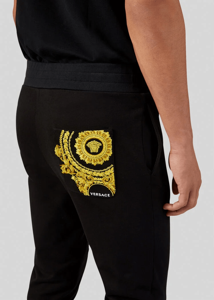 Versace VERSACE black gold Medusa embroider track sweatpants Large Size US 34 / EU 50 - 2 Thumbnail