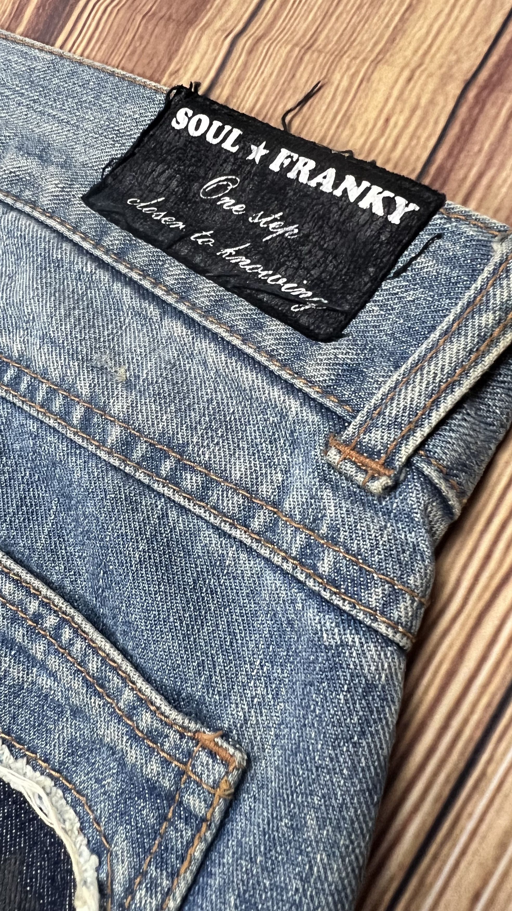 Japanese Brand × Vintage Women Soul Frank Patchy Jeans Size 33" - 9 Thumbnail