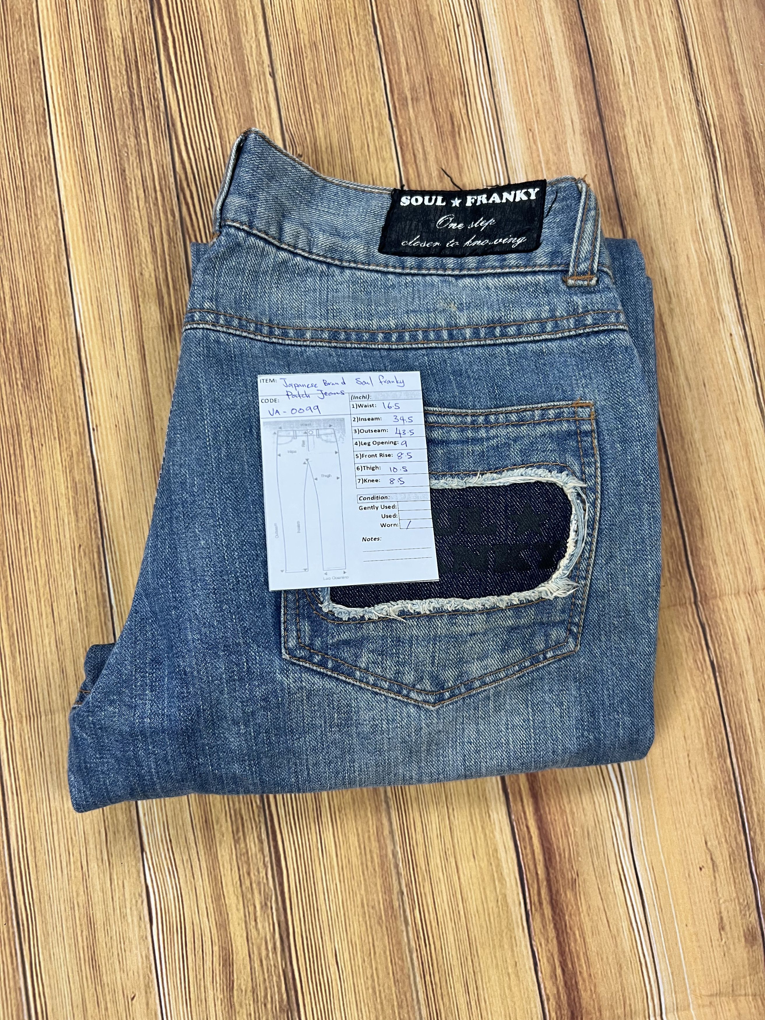 Japanese Brand × Vintage Women Soul Frank Patchy Jeans Size 33" - 16 Thumbnail
