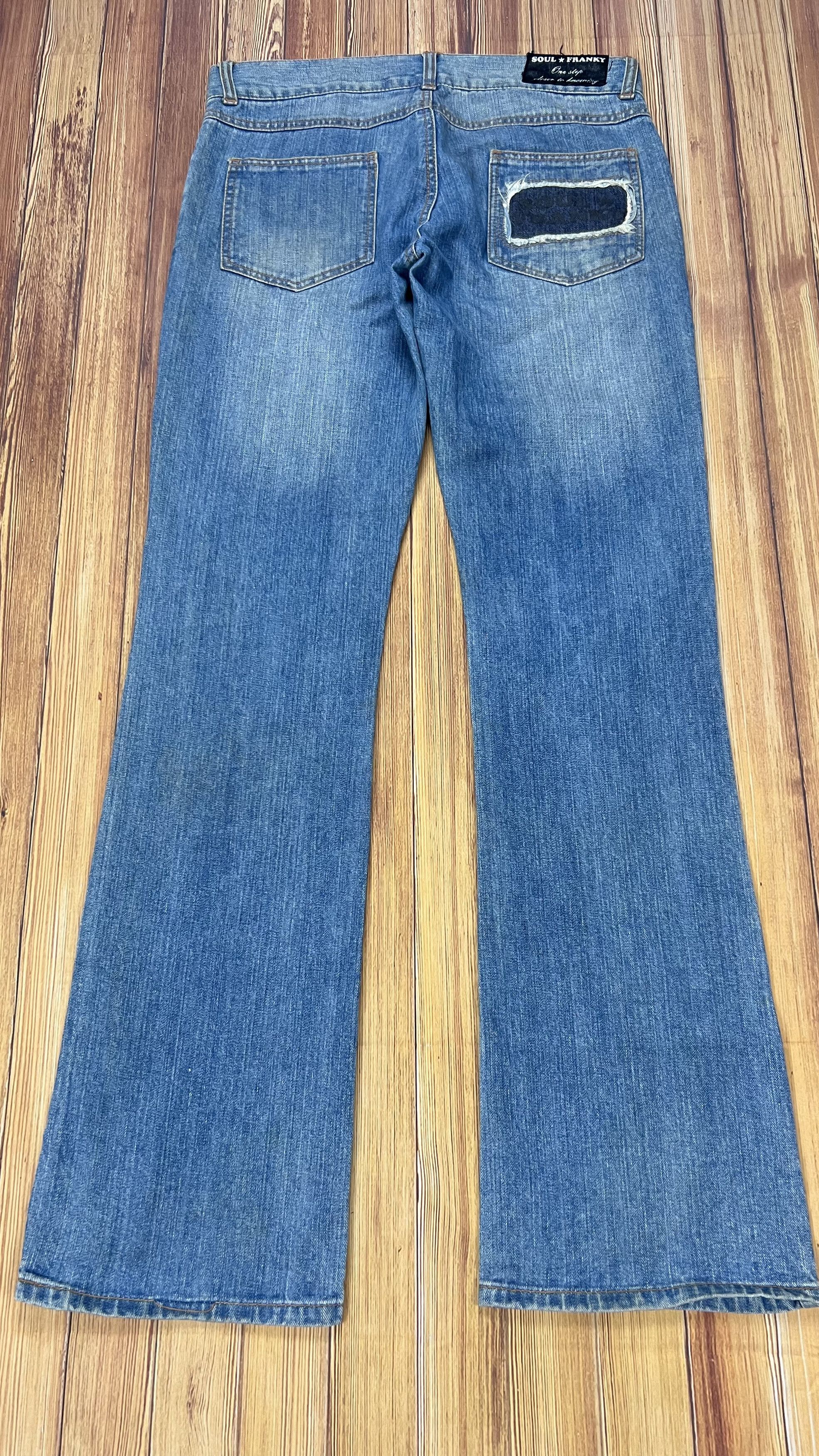 Japanese Brand × Vintage Women Soul Frank Patchy Jeans Size 33" - 3 Thumbnail