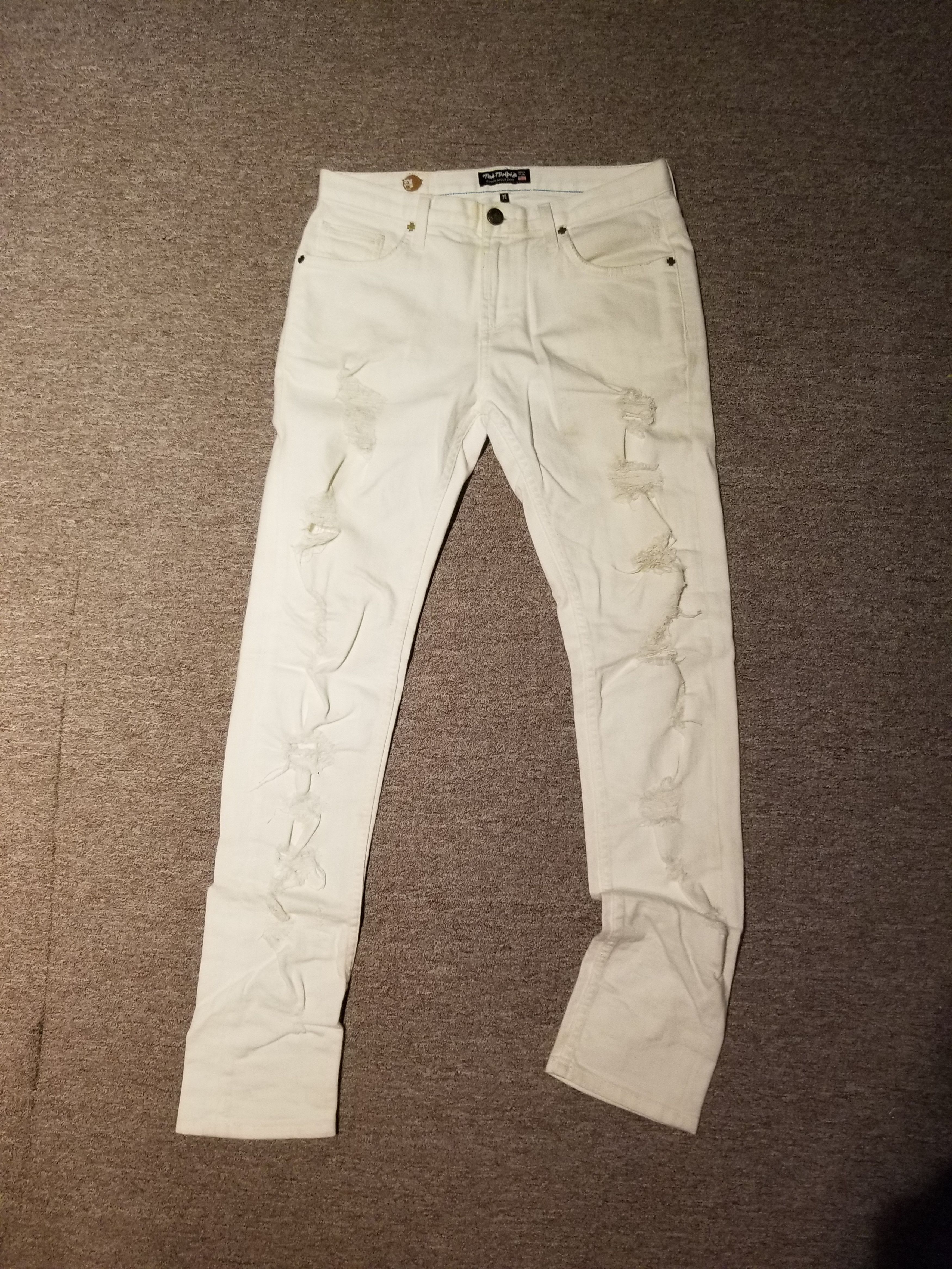Pink Dolphin Pink Dolphin White Distressed Denim Size 28 Size US 28 / EU 44 - 1 Thumbnail