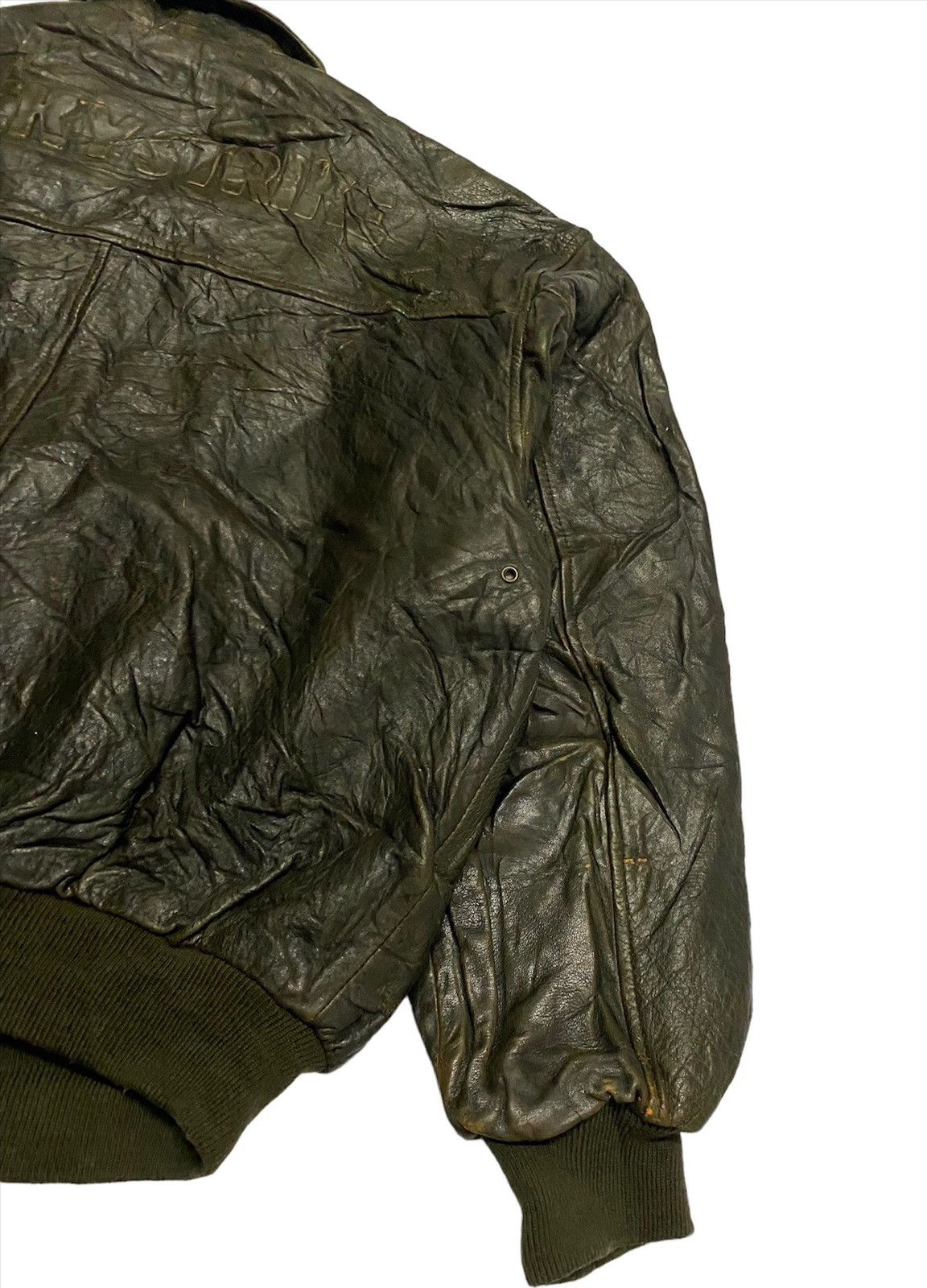 Genuine Leather × Lucky Brand × Vintage Vintage 80a Lucky Strike US Flag Leather Jacket Size US M / EU 48-50 / 2 - 10 Thumbnail
