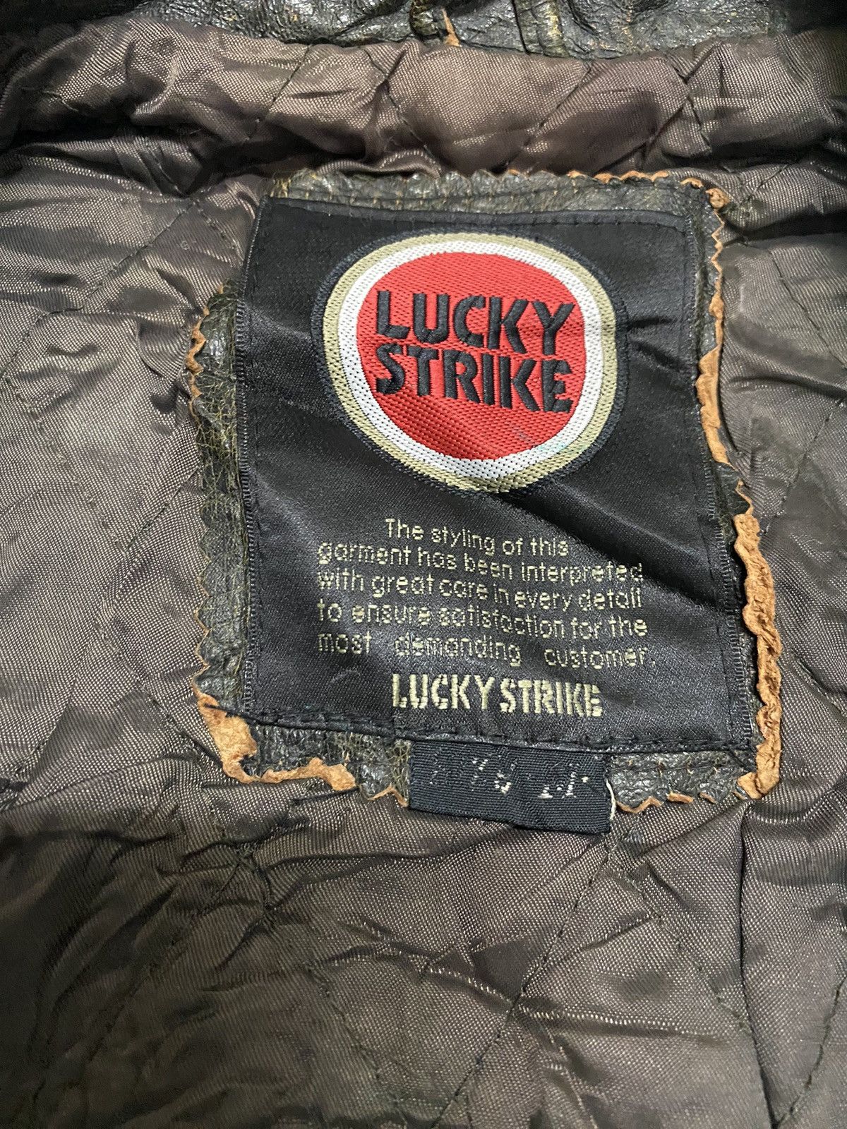 Genuine Leather × Lucky Brand × Vintage Vintage 80a Lucky Strike US Flag Leather Jacket Size US M / EU 48-50 / 2 - 12 Thumbnail