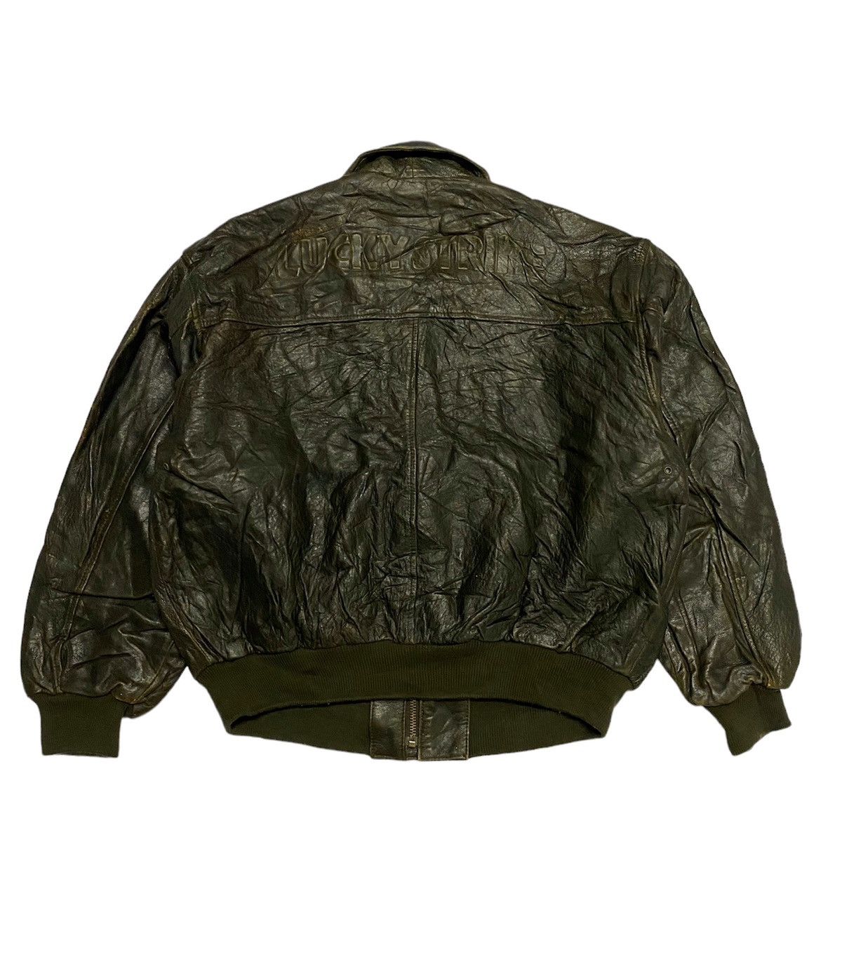 Genuine Leather × Lucky Brand × Vintage Vintage 80a Lucky Strike US Flag Leather Jacket Size US M / EU 48-50 / 2 - 4 Thumbnail
