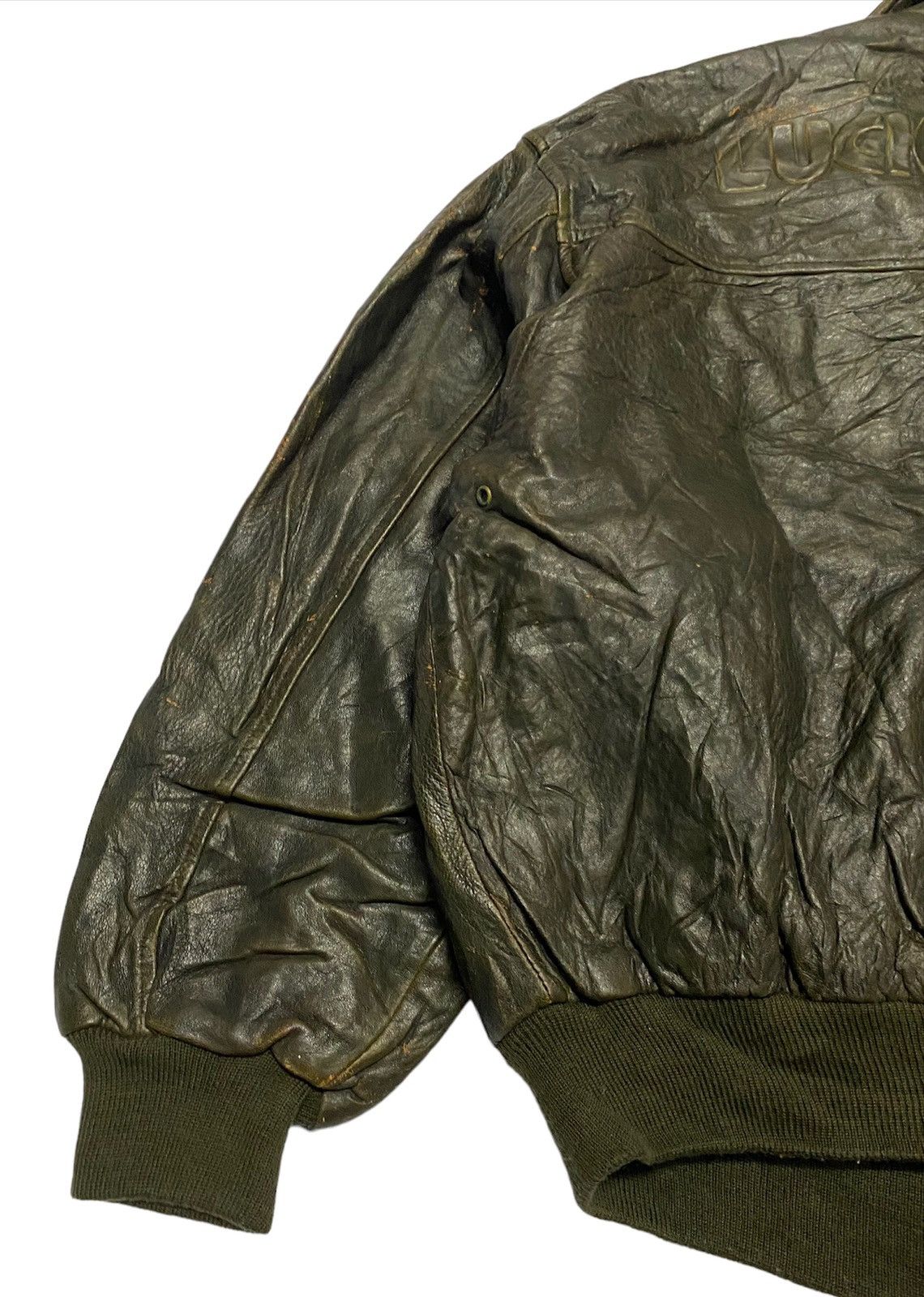 Genuine Leather × Lucky Brand × Vintage Vintage 80a Lucky Strike US Flag Leather Jacket Size US M / EU 48-50 / 2 - 11 Thumbnail