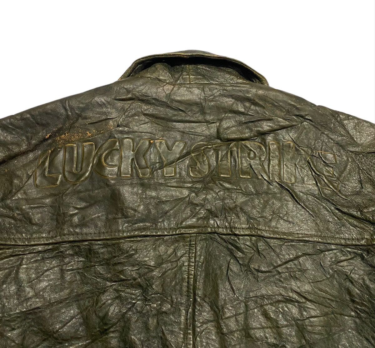 Genuine Leather × Lucky Brand × Vintage Vintage 80a Lucky Strike US Flag Leather Jacket Size US M / EU 48-50 / 2 - 9 Thumbnail