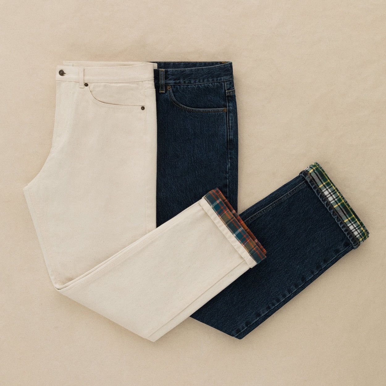 image of Aime Leon Dore Flannel Lined Denim - 32 in White, Men's