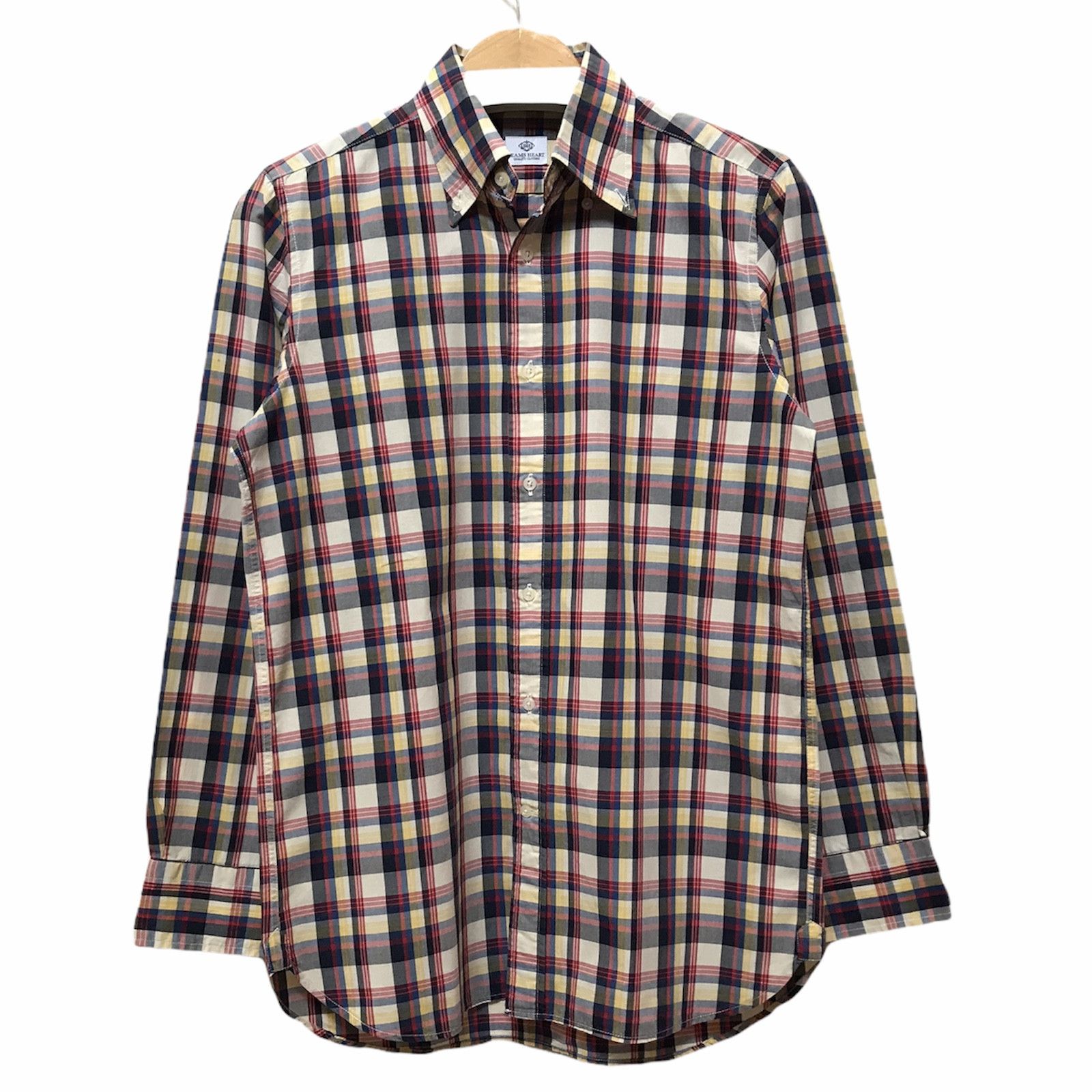 Beams Heart Check Plaid Button Up Long Sleeve Shirt M