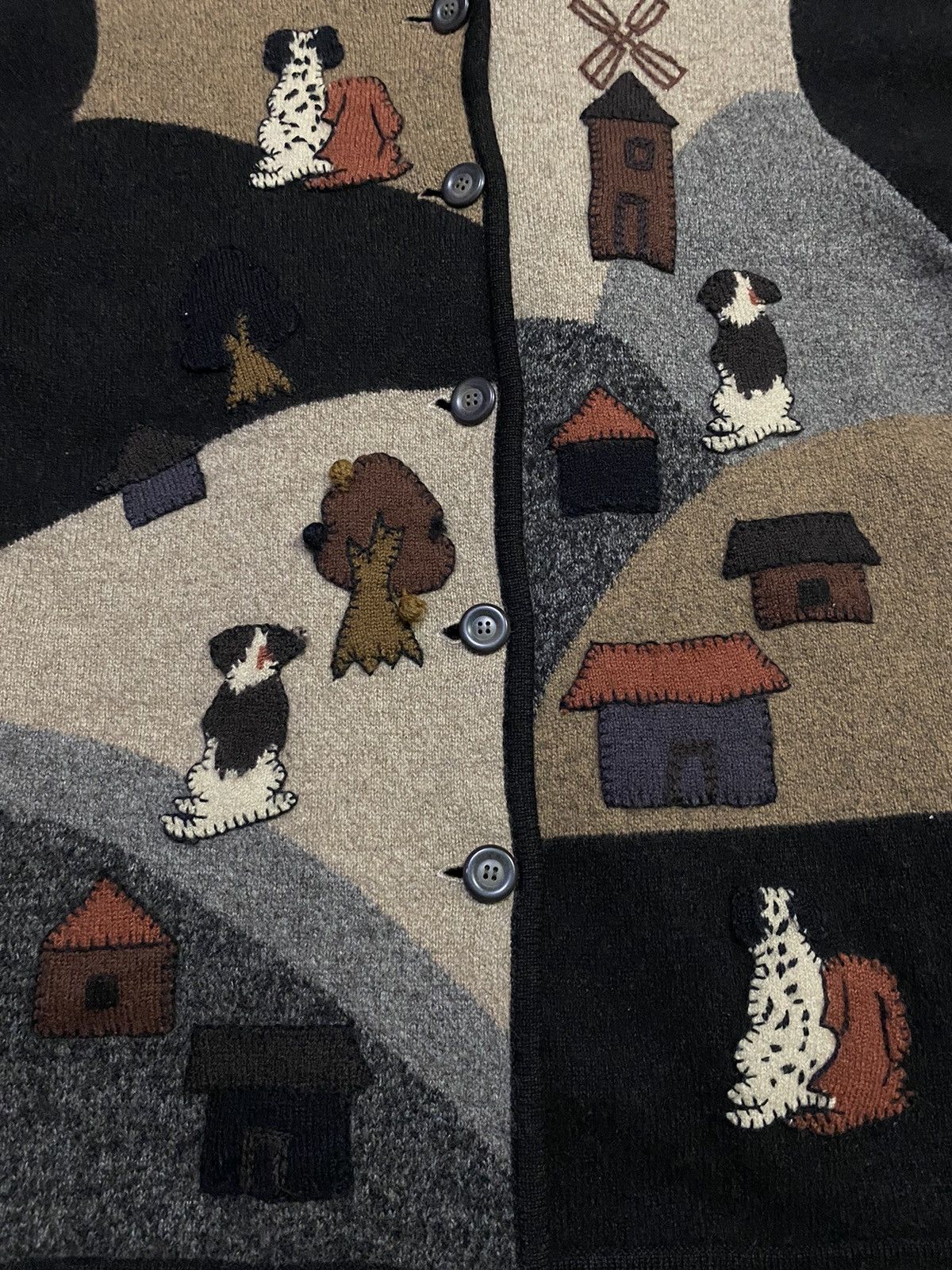 Japanese Brand Japanese Brand Patchwork Logo Wool Button Up Sweater Size L / US 10 / IT 46 - 3 Thumbnail