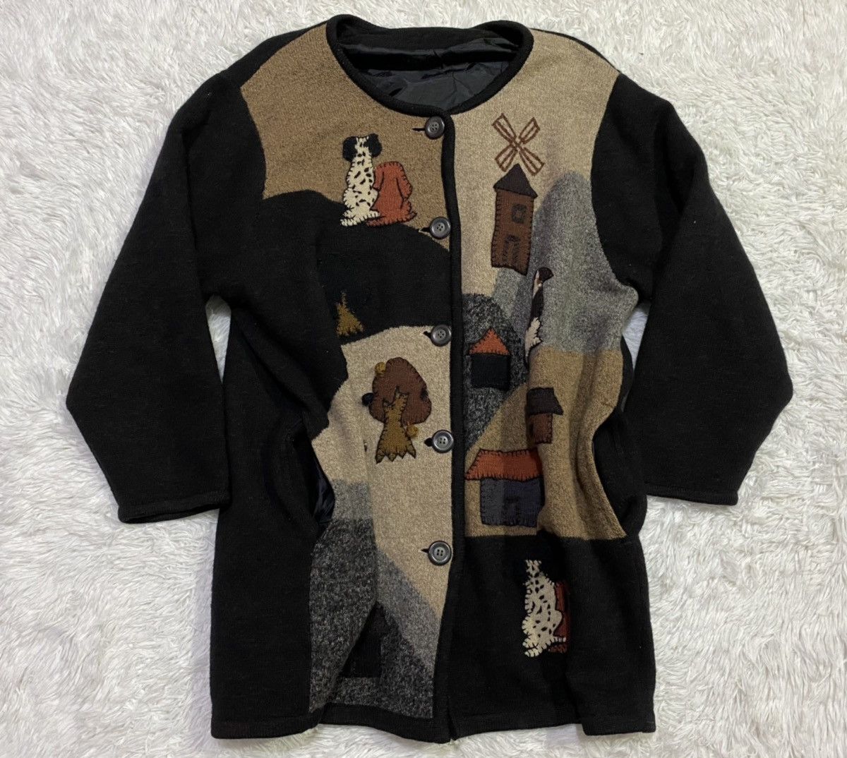 Japanese Brand Japanese Brand Patchwork Logo Wool Button Up Sweater Size L / US 10 / IT 46 - 7 Thumbnail