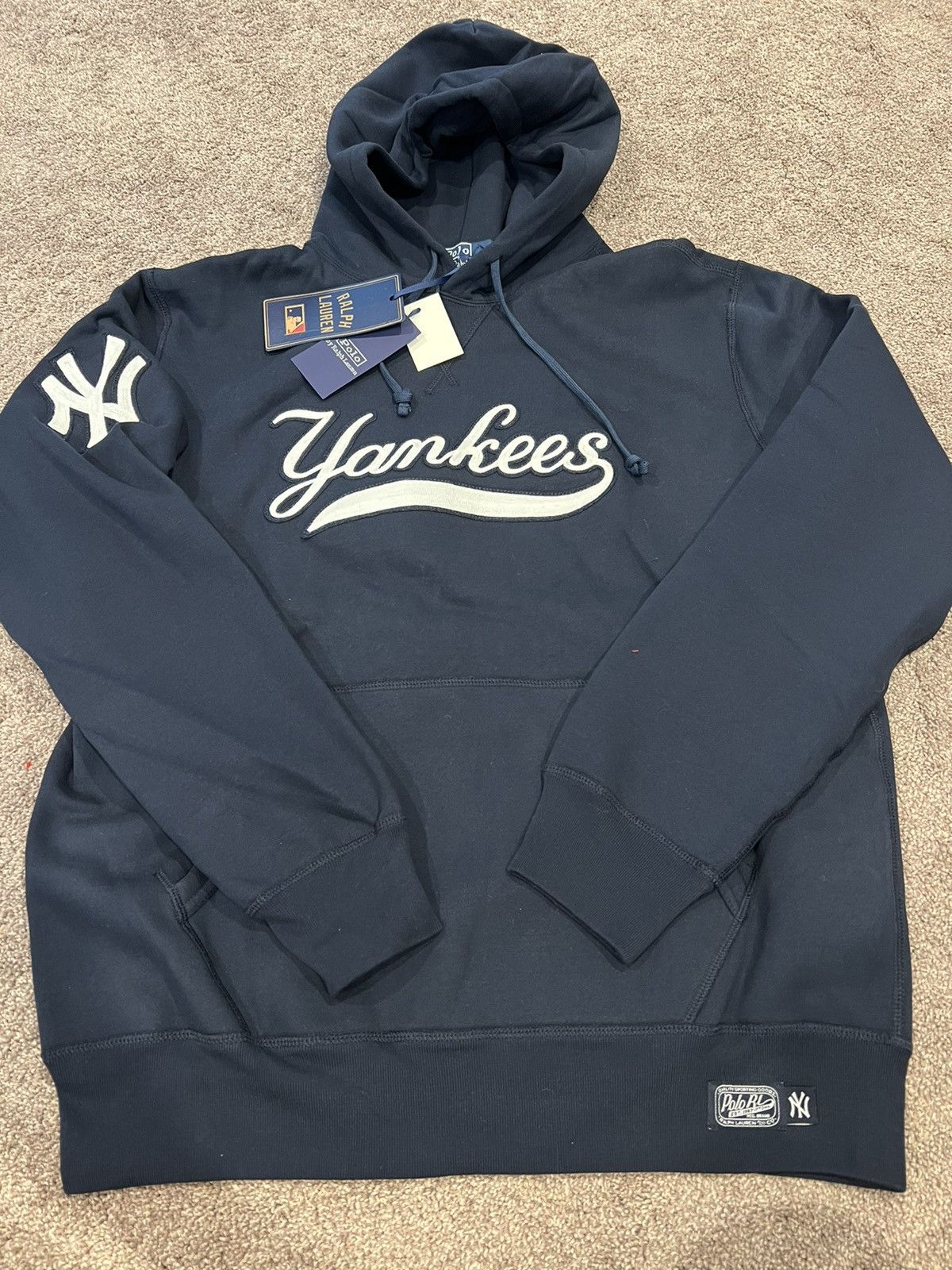 image of Polo Ralph Laurent X Yankees Hoodie XL in Navy, Men's