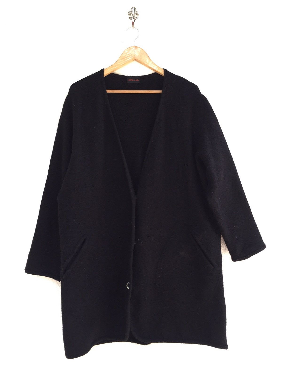 image of Vintage x Yoshie Inaba Side Pocket Black Cardigan Style Light Jacket, Men's (Size Medium)