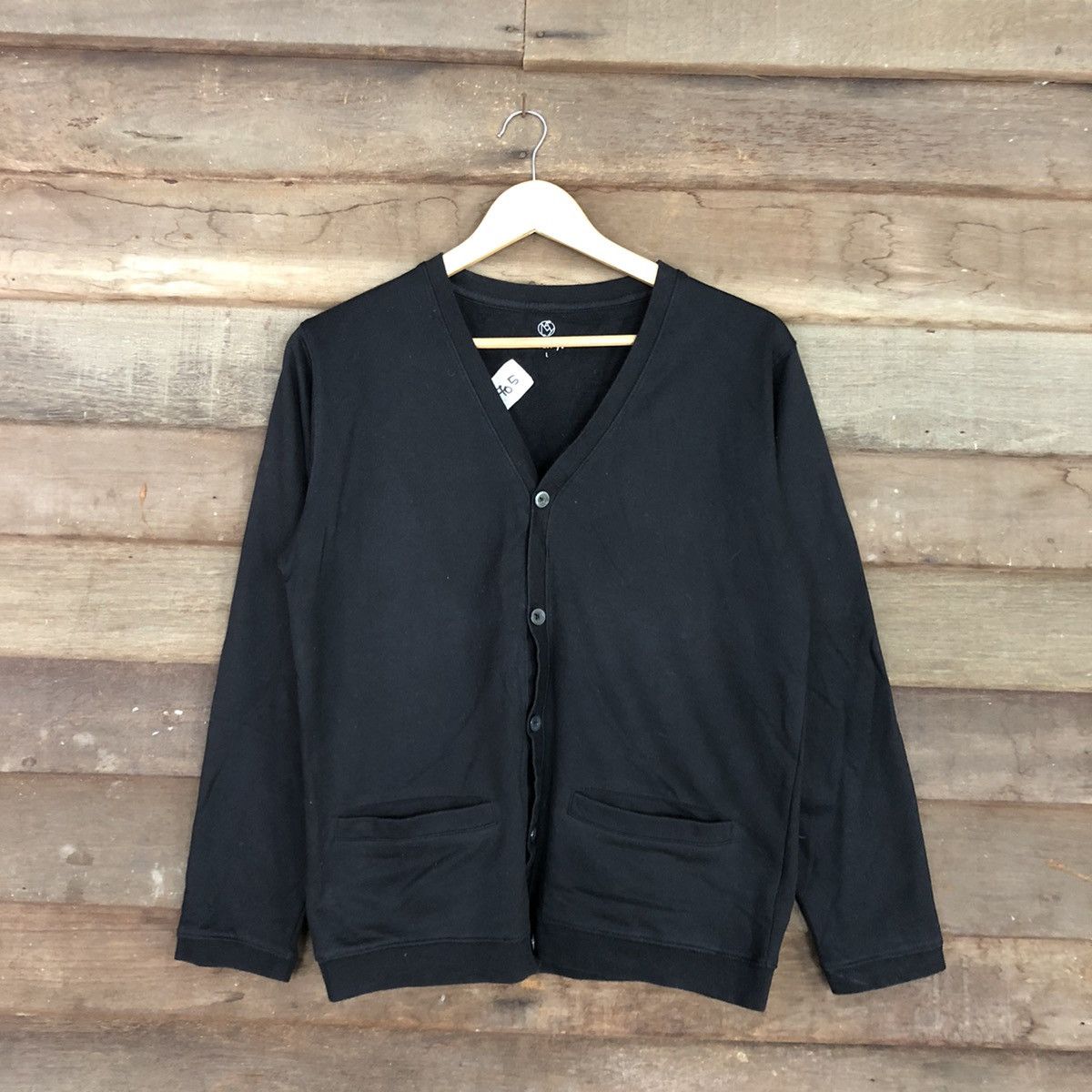 Homespun Knitwear Navy plain Black Cardigan knitwear japan #3705 Size US M / EU 48-50 / 2 - 3 Thumbnail