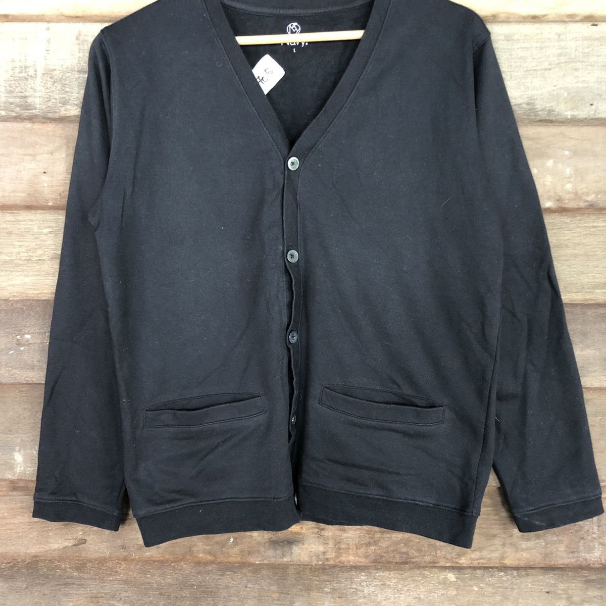 Homespun Knitwear Navy plain Black Cardigan knitwear japan #3705 Size US M / EU 48-50 / 2 - 8 Thumbnail