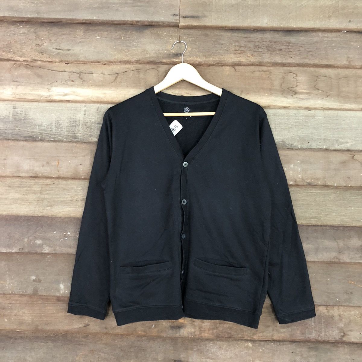 image of Navy Plain Black Cardigan Knitwear Japan 3705, Men's (Size Medium)