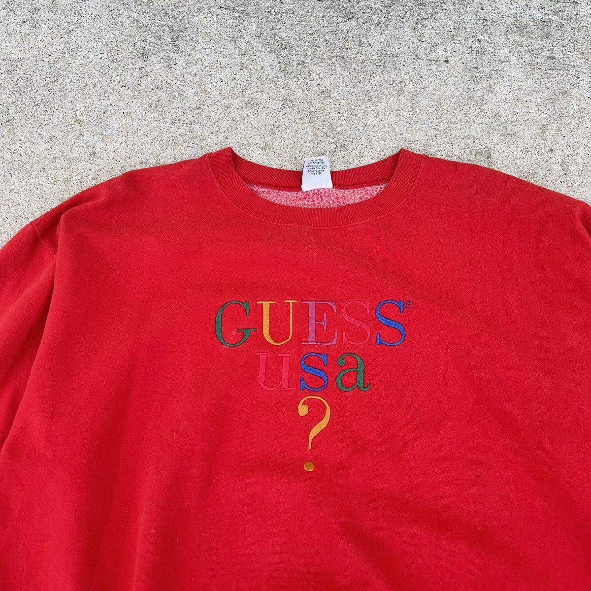 Guess Vintage 80s/90s Rare Guess ? Embroidered Sweatshirt Size US L / EU 52-54 / 3 - 2 Thumbnail