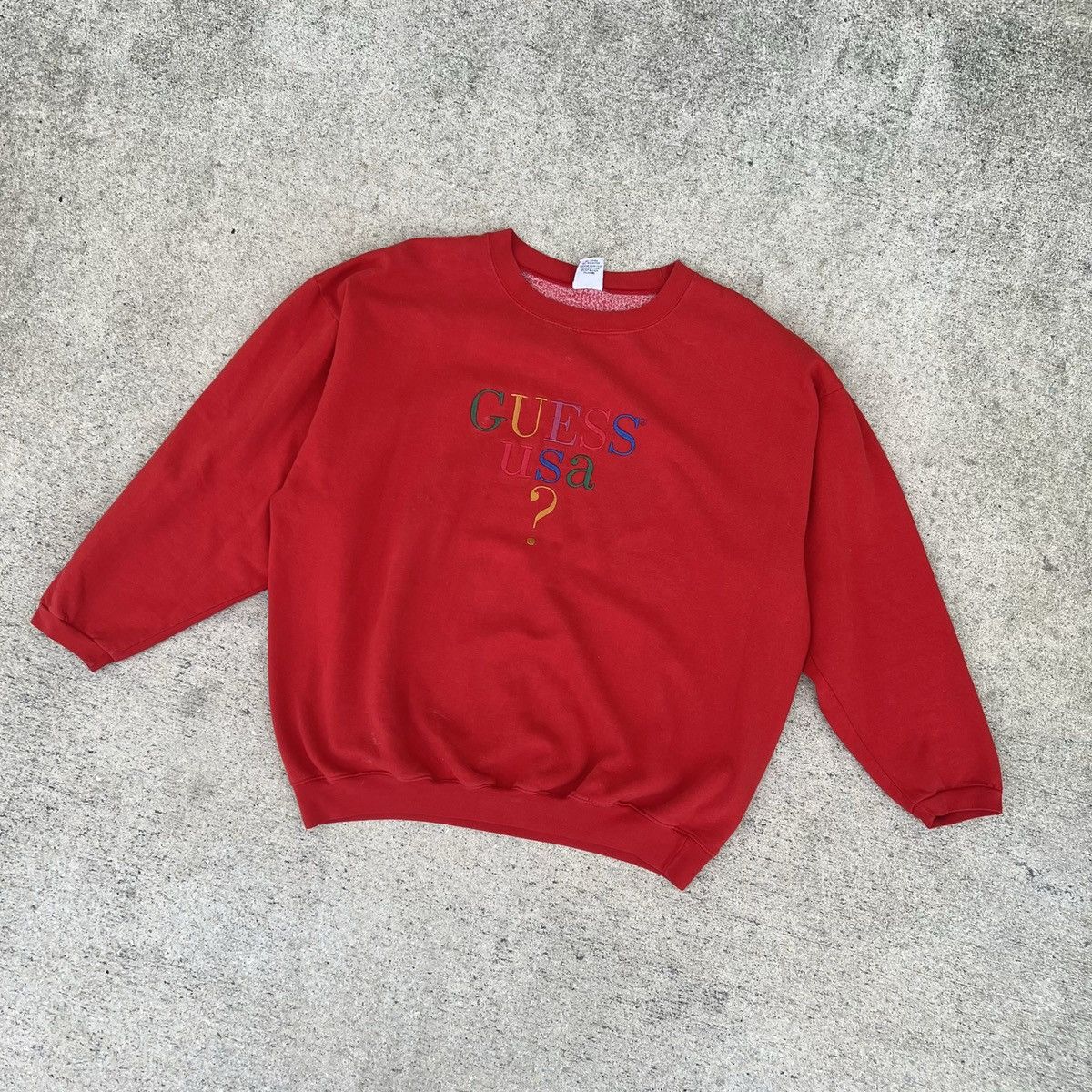 Guess Vintage 80s/90s Rare Guess ? Embroidered Sweatshirt Size US L / EU 52-54 / 3 - 1 Thumbnail