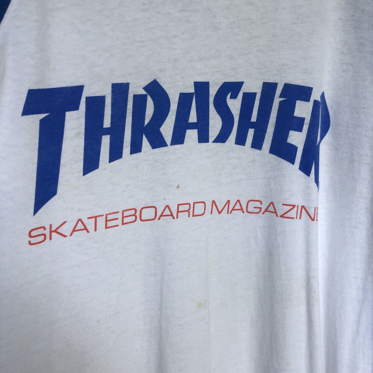 Thrasher × Vintage Vintage Trasher Raglan Baseball Distressed Tshirt Size US L / EU 52-54 / 3 - 4 Thumbnail