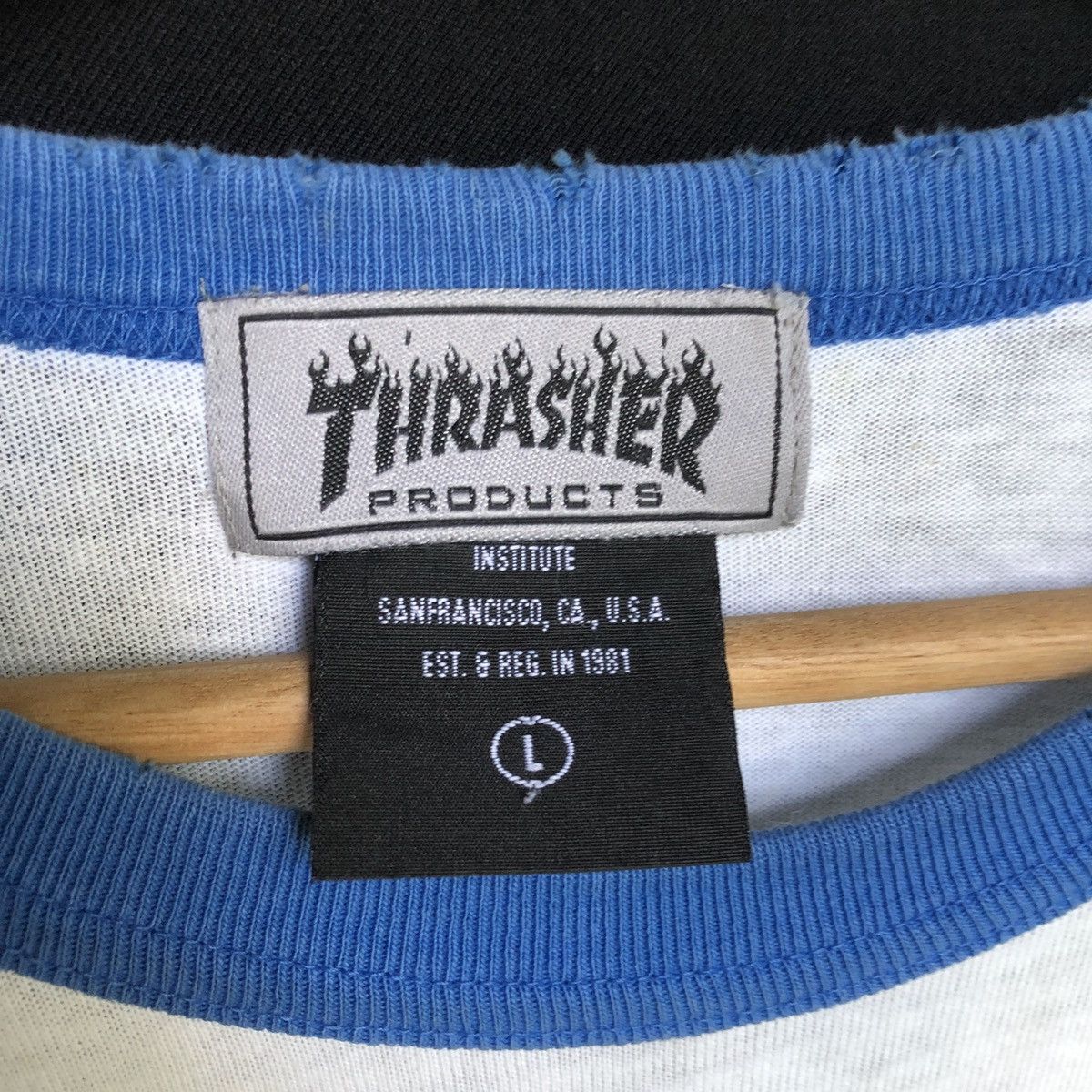 Thrasher × Vintage Vintage Trasher Raglan Baseball Distressed Tshirt Size US L / EU 52-54 / 3 - 5 Thumbnail