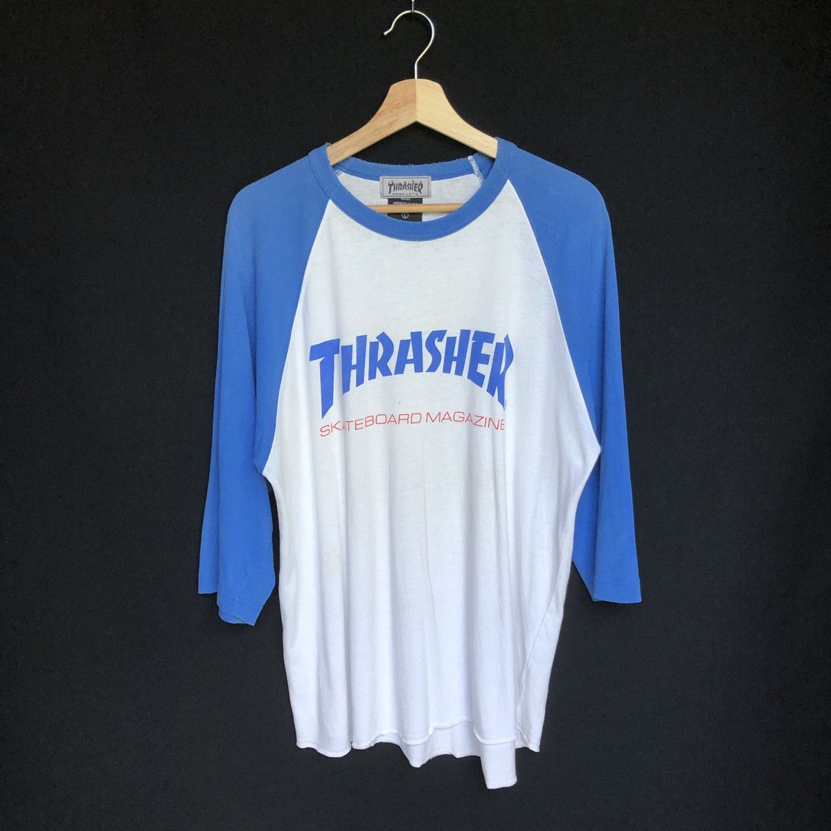 Thrasher × Vintage Vintage Trasher Raglan Baseball Distressed Tshirt Size US L / EU 52-54 / 3 - 1 Thumbnail