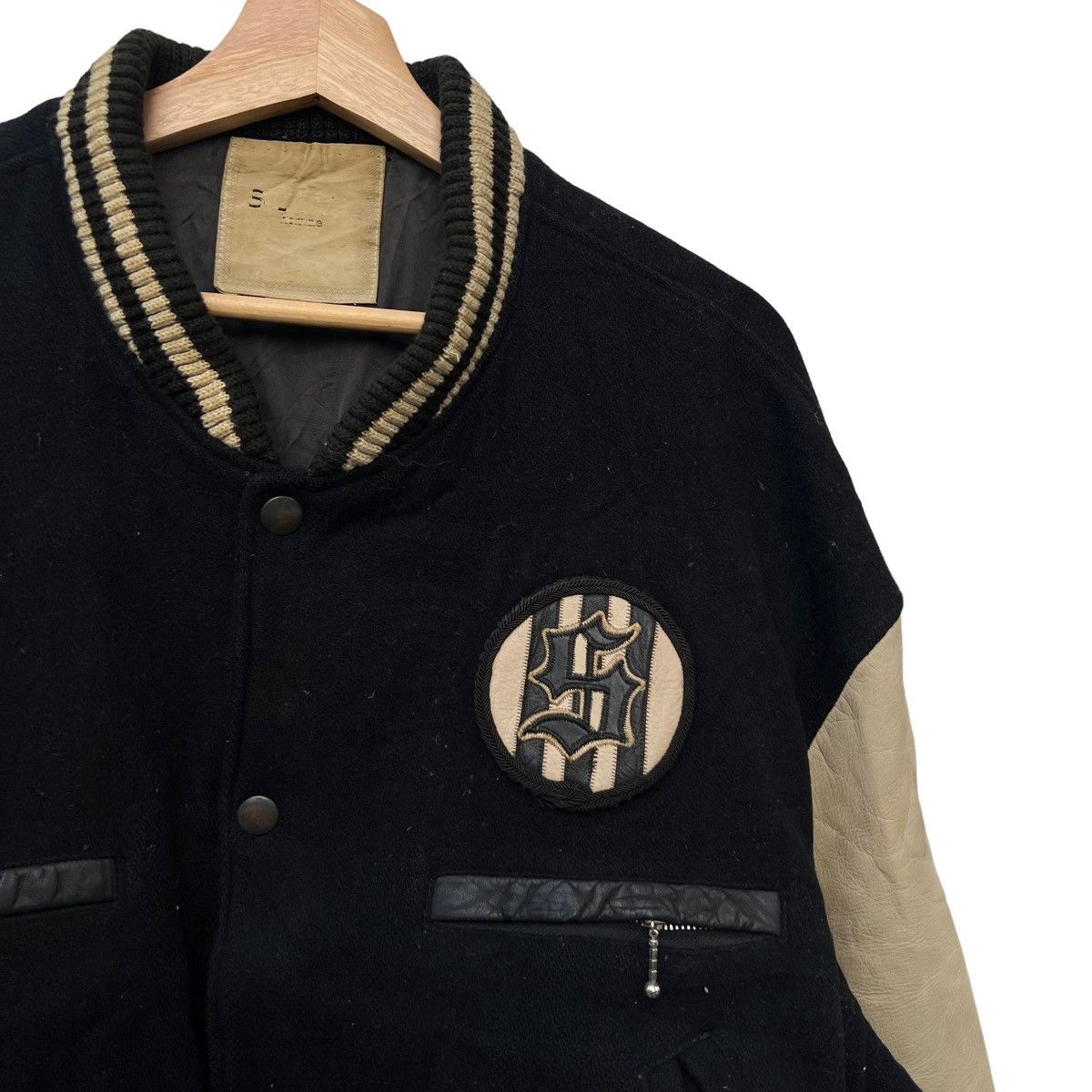 Toyo Enterprises VINTAGE VARSITY JACKET LEATHER HANDLING BIG LOGO SUIBI JAPAN Size US L / EU 52-54 / 3 - 4 Thumbnail