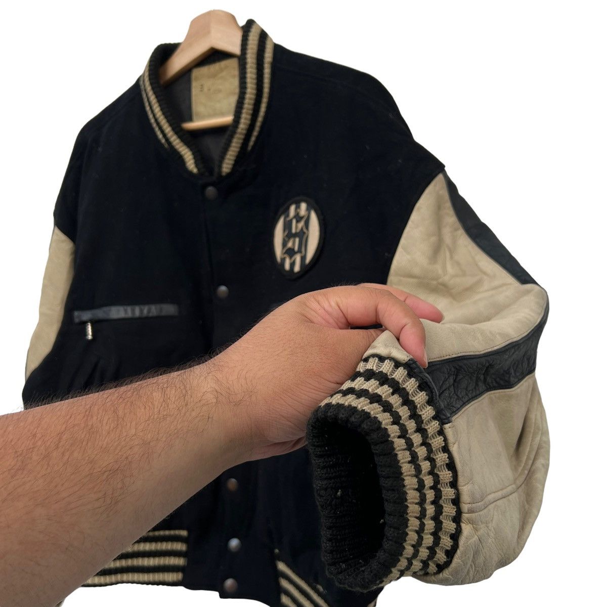 Toyo Enterprises VINTAGE VARSITY JACKET LEATHER HANDLING BIG LOGO SUIBI JAPAN Size US L / EU 52-54 / 3 - 7 Thumbnail