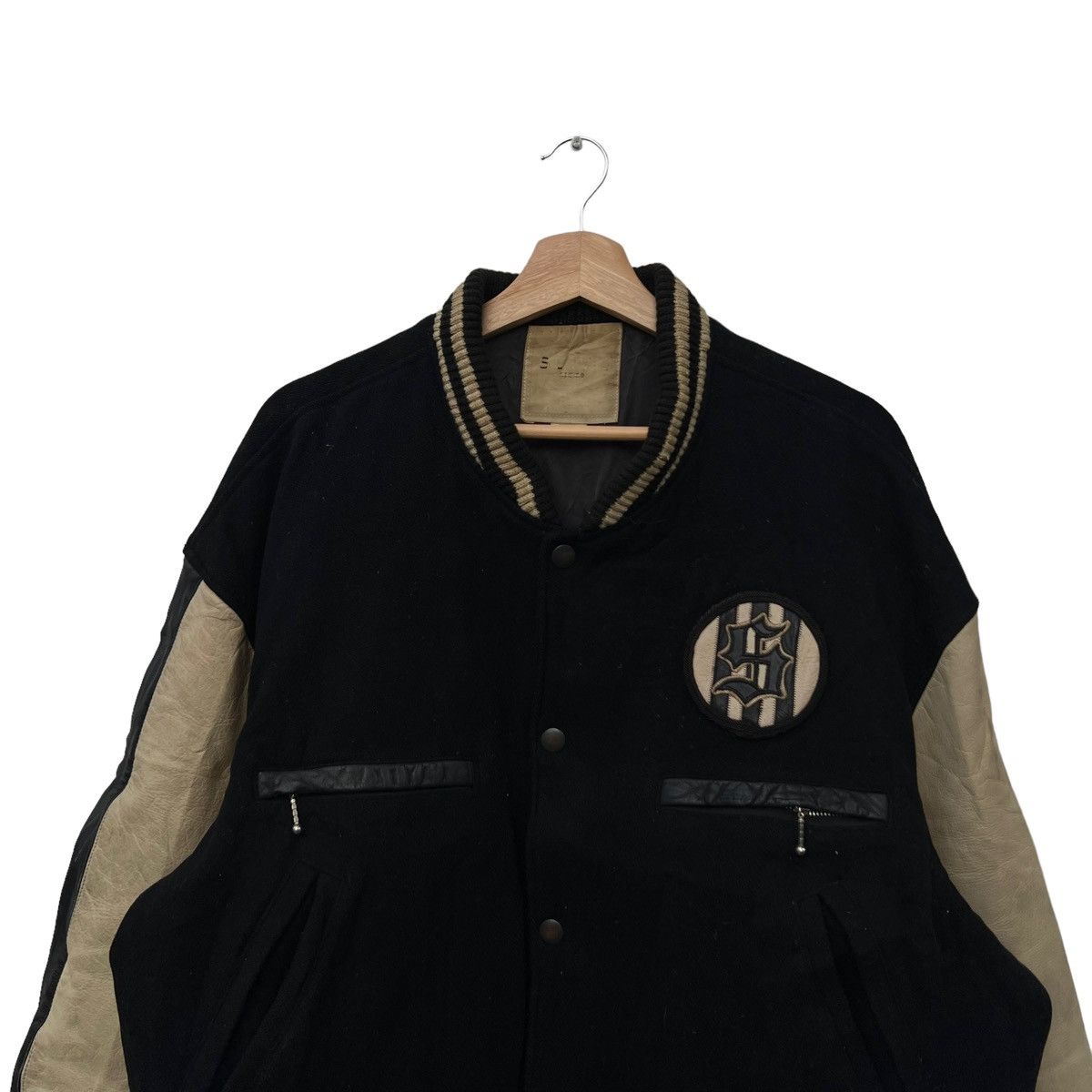 Toyo Enterprises VINTAGE VARSITY JACKET LEATHER HANDLING BIG LOGO SUIBI JAPAN Size US L / EU 52-54 / 3 - 5 Thumbnail