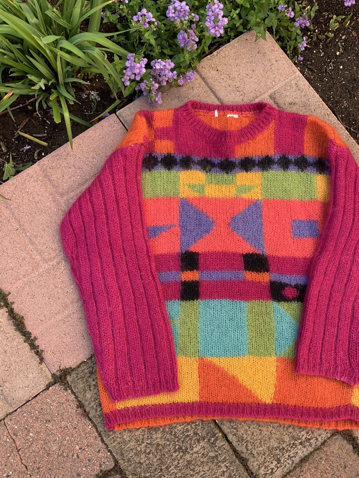 Japanese Brand RARE vintage multi mohair blend sweater knit Size US M / EU 48-50 / 2 - 2 Thumbnail