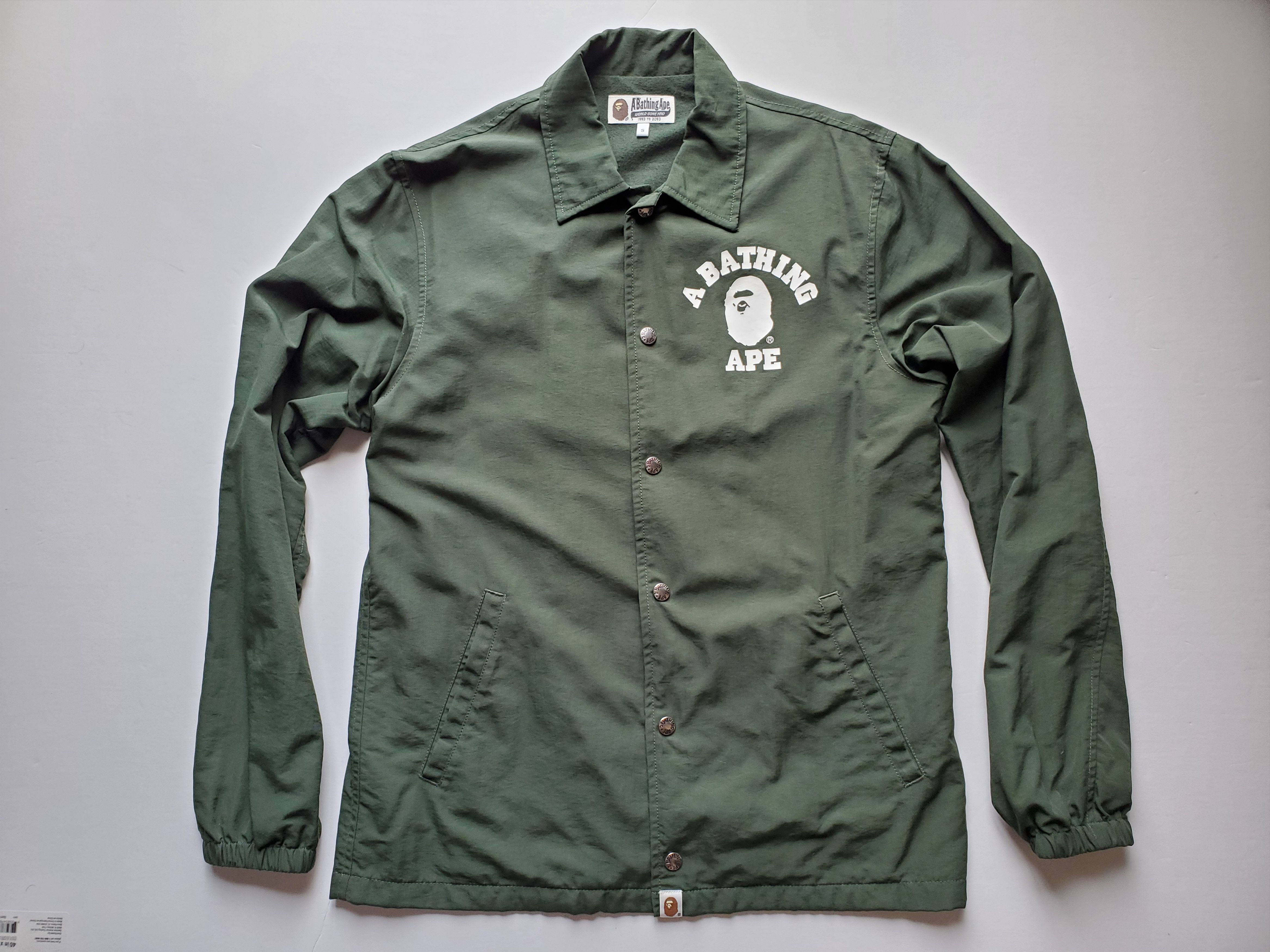 Image of Bape A Bathing Ape Logo Coach Jacket Green Size Small, Men's