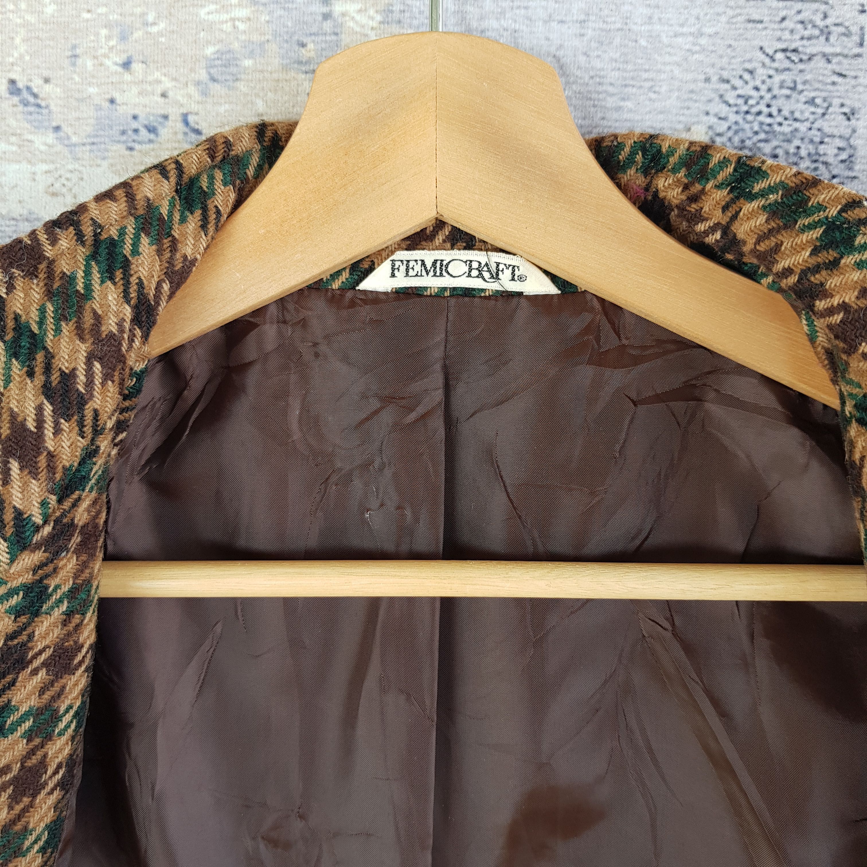 Japanese Brand × Vintage Japanese Femicraft Varsity Jacket Tartan Wool Jacket Size S / US 4 / IT 40 - 5 Thumbnail