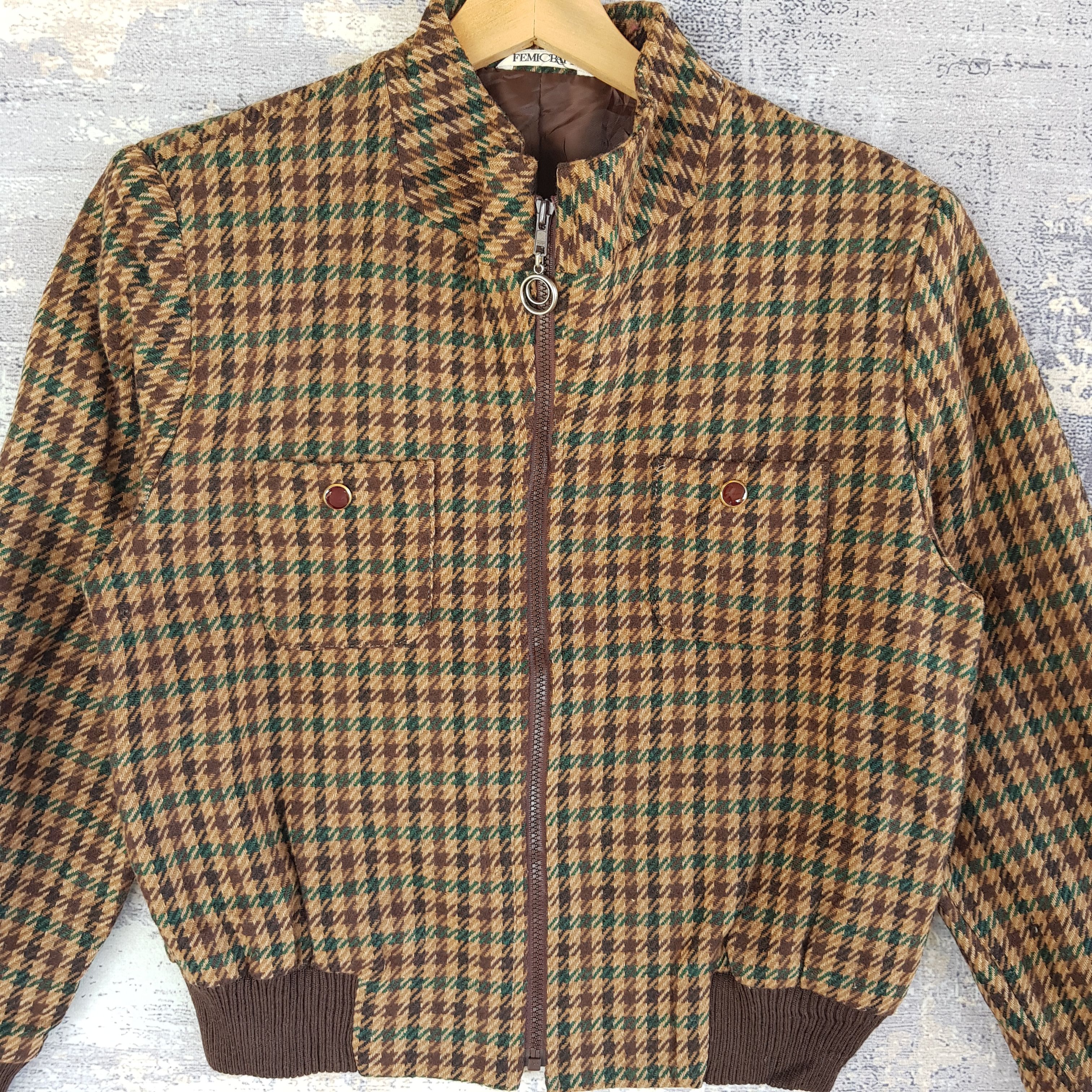 Japanese Brand × Vintage Japanese Femicraft Varsity Jacket Tartan Wool Jacket Size S / US 4 / IT 40 - 3 Thumbnail