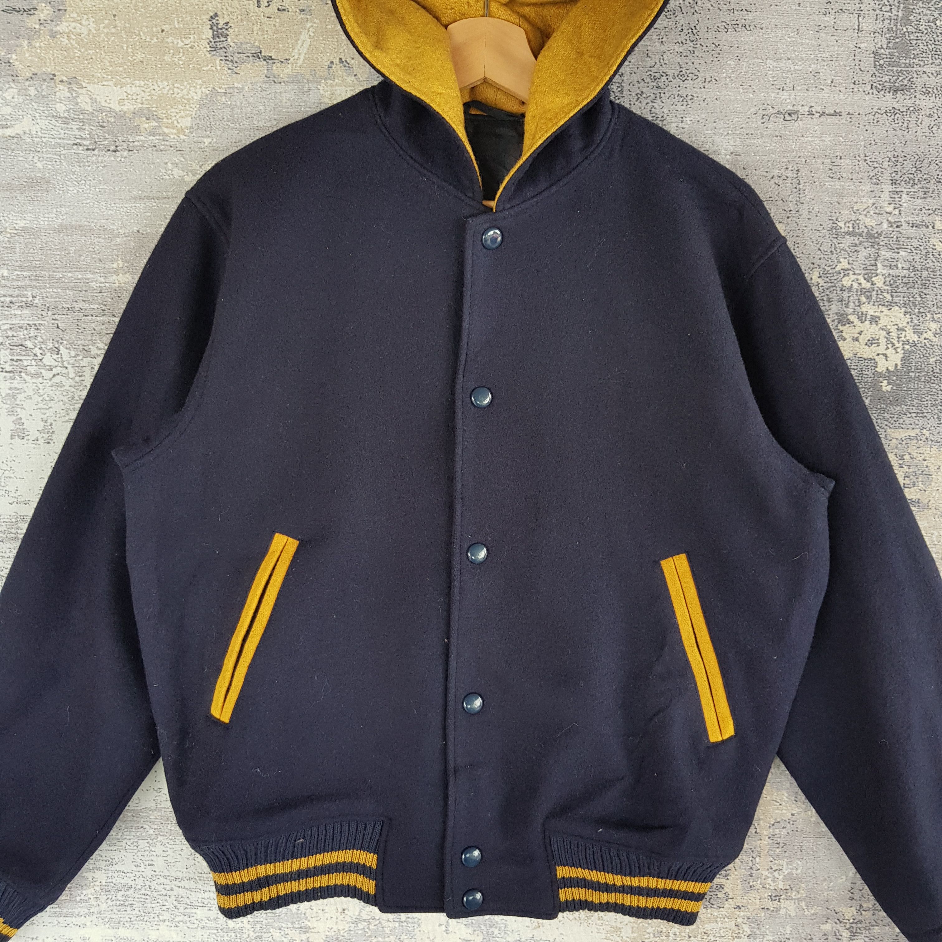Japanese Brand × Vintage Japanese Varsity Jacket Japan Made Hoodie Wool Jacket Size US L / EU 52-54 / 3 - 4 Thumbnail