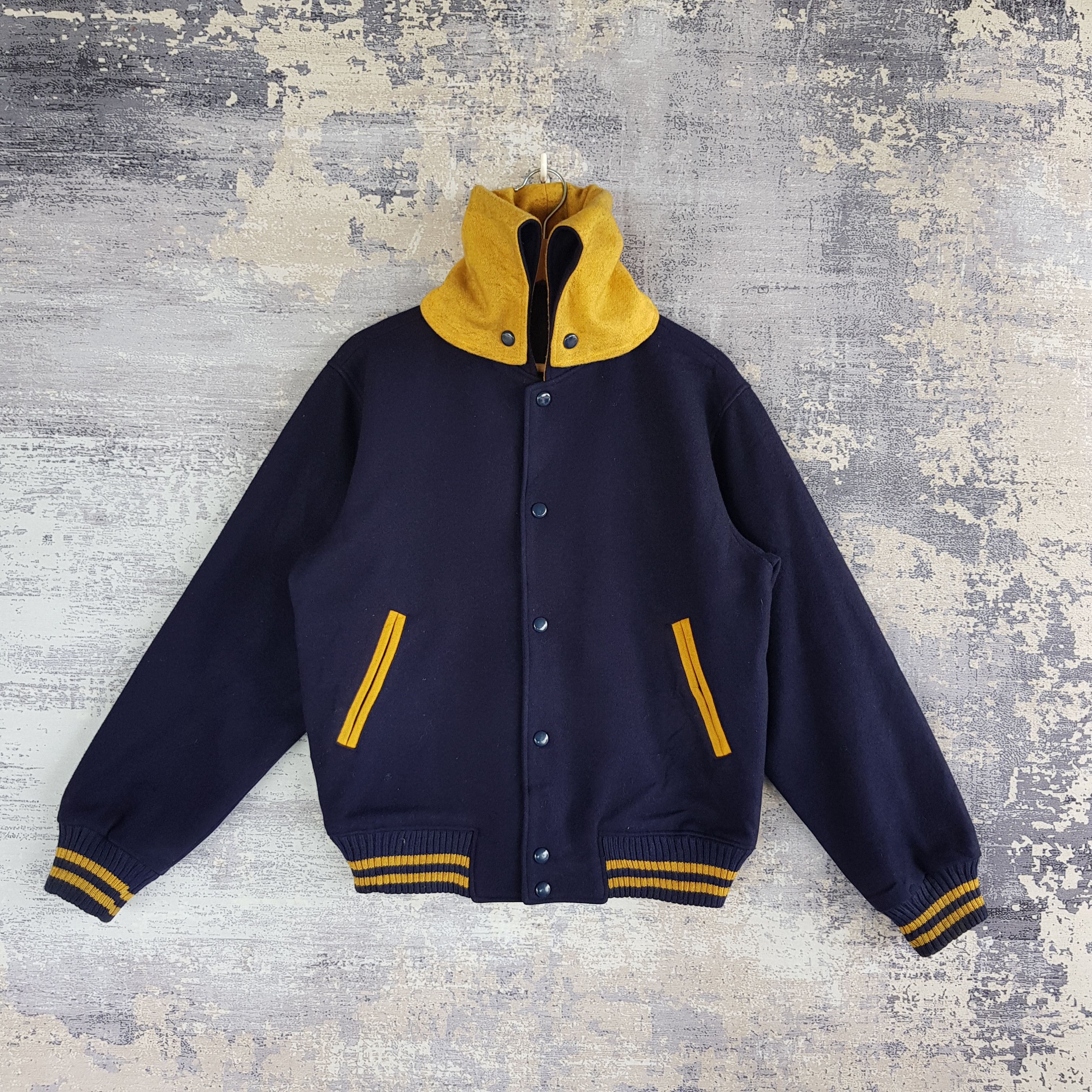 Japanese Brand × Vintage Japanese Varsity Jacket Japan Made Hoodie Wool Jacket Size US L / EU 52-54 / 3 - 2 Thumbnail