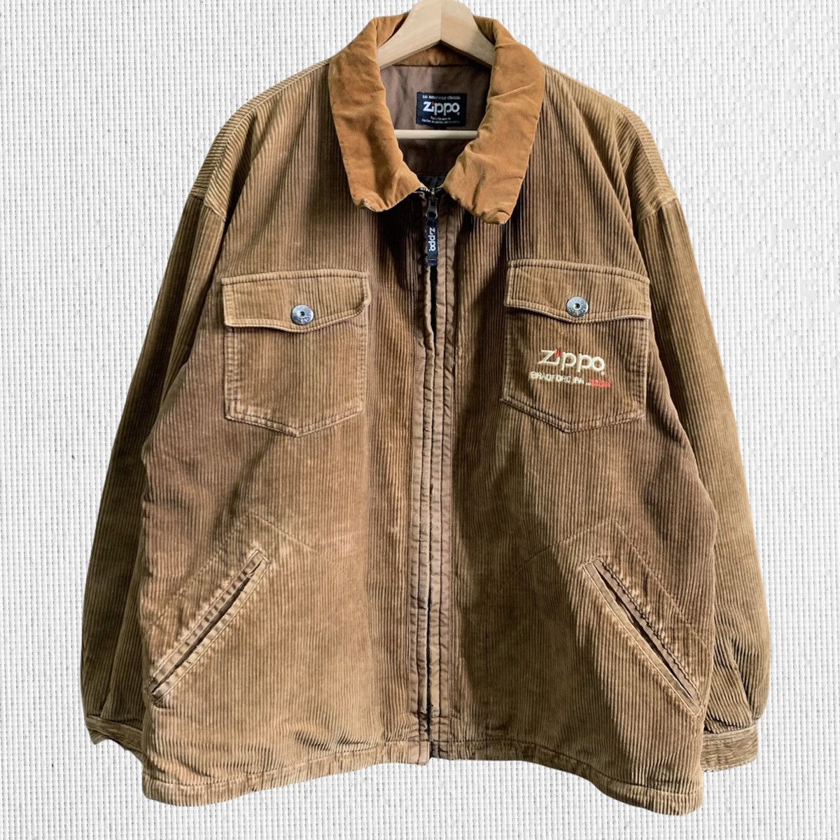 image of Vintage Zippo Corduroi Zipper Jacket in Brown, Men's (Size Large)
