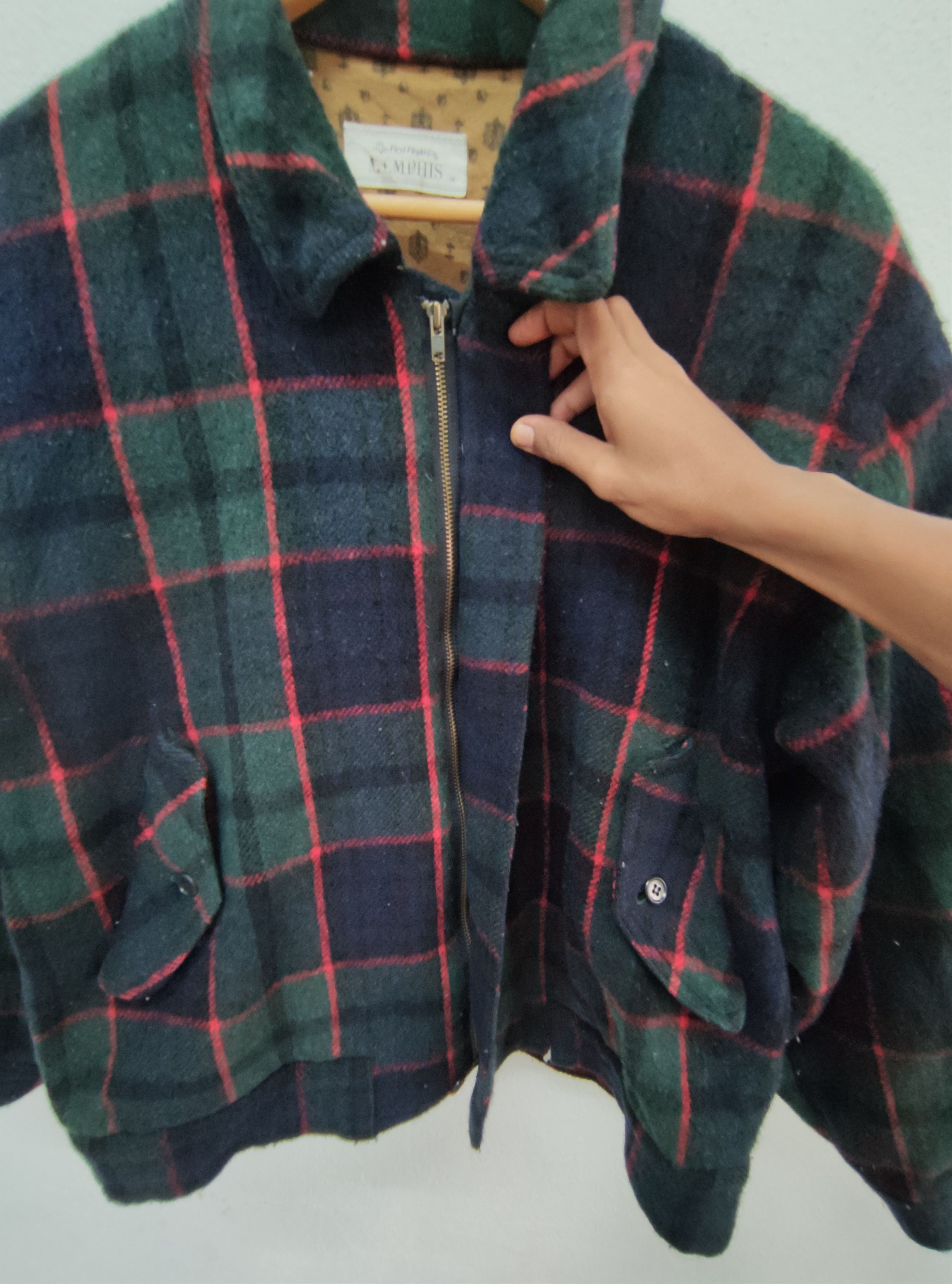 Vintage Vintage Memphis Checkered Wool Zip Up Jacket Size US M / EU 48-50 / 2 - 4 Thumbnail