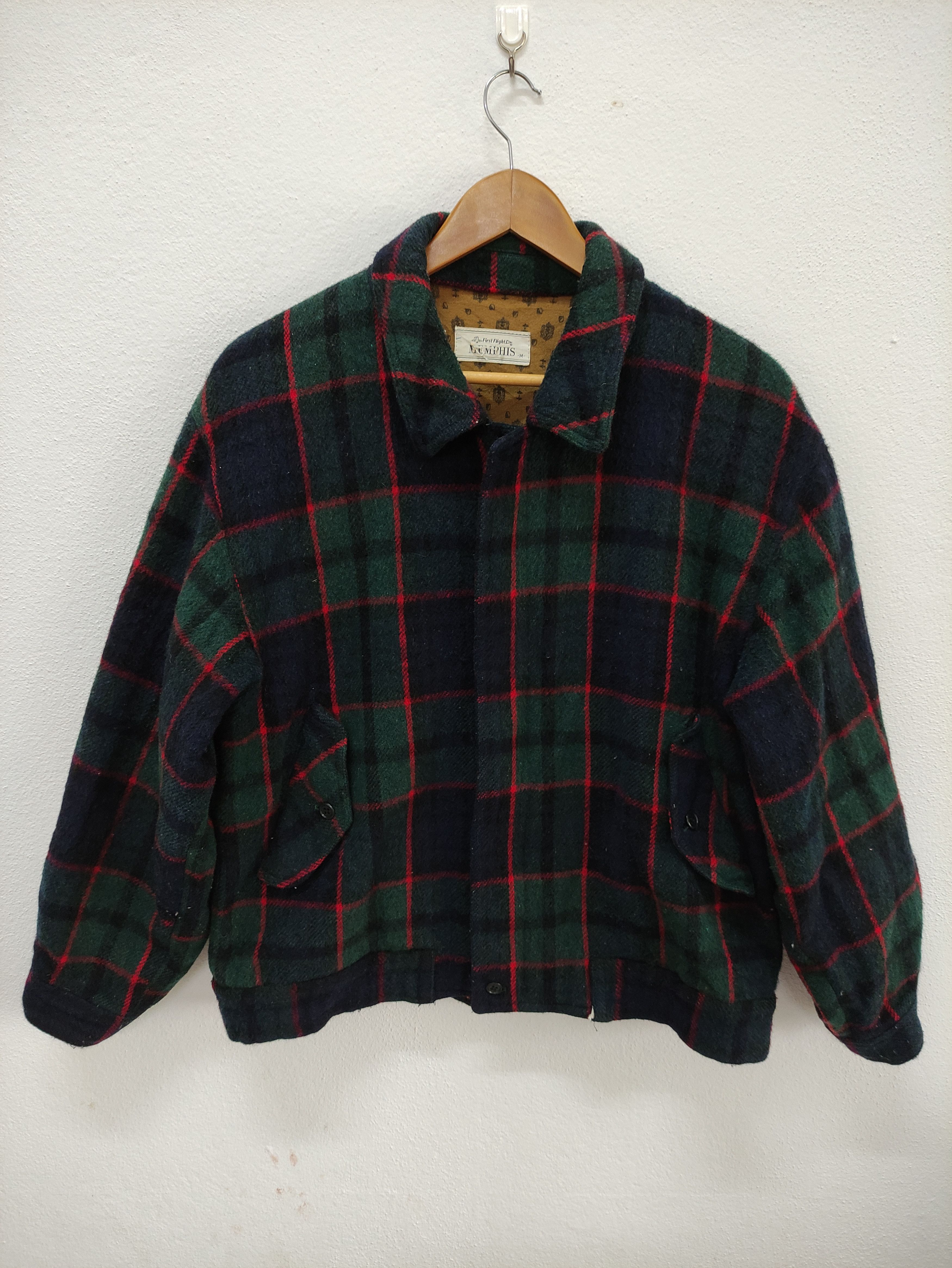 Vintage Vintage Memphis Checkered Wool Zip Up Jacket Size US M / EU 48-50 / 2 - 1 Thumbnail
