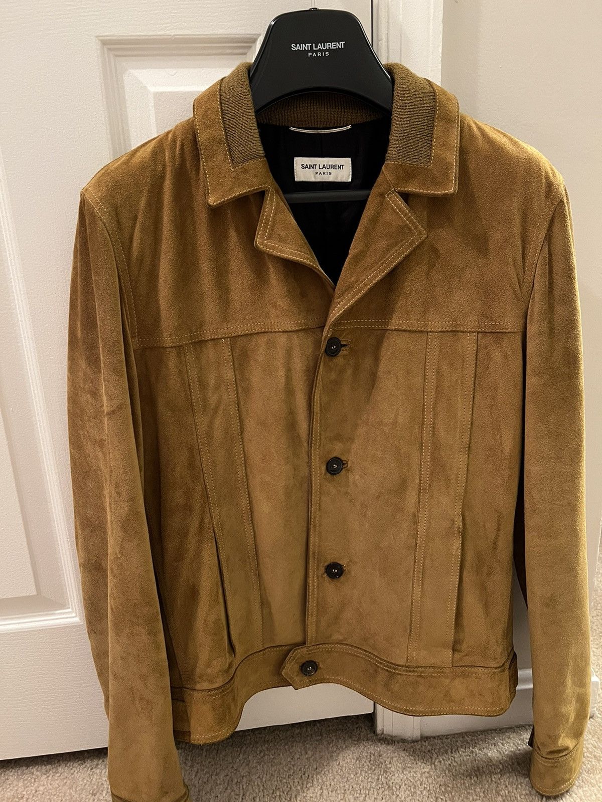 HEDI TRAPPER IN OCHRE SUEDE CALFSKIN LEATHER