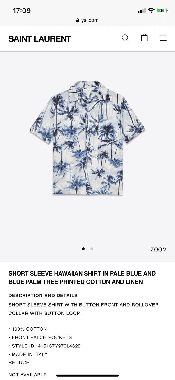 Saint Laurent Paris SS16 Palm Tree Hawaiian shirt 40 Size US M / EU 48-50 / 2 - 8 Thumbnail