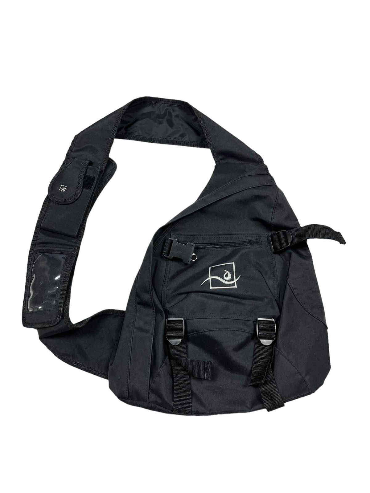 Avant Garde x Vintage Nylon Gorpcore Sling Bag Utility Multi Pocket in Black, Men's