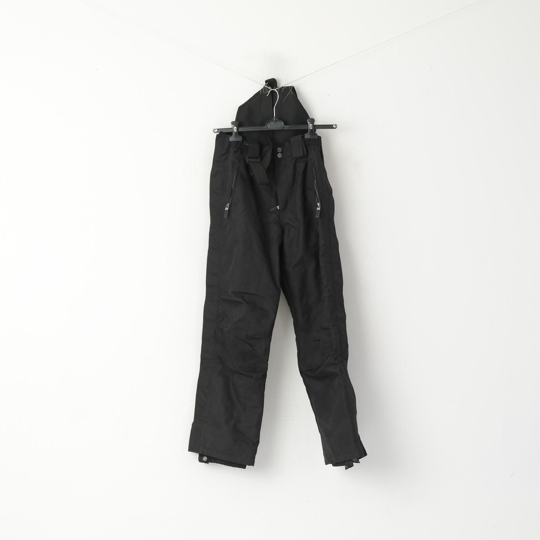 Vintage Stuf Women 36 S Ski Trousers Black Bibs Nylon 3118 Size 26" / US 2 / IT 38 - 1 Thumbnail