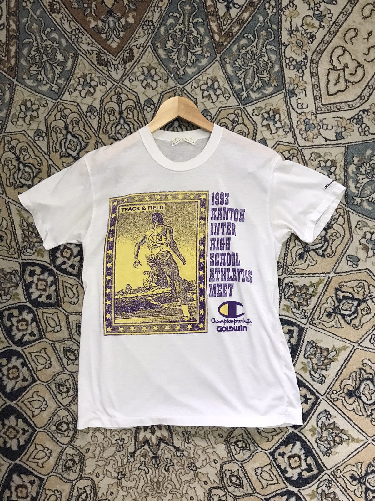 image of 90's Champion Kantoh Inter High School T Shirt in White, Men's (Size Medium)