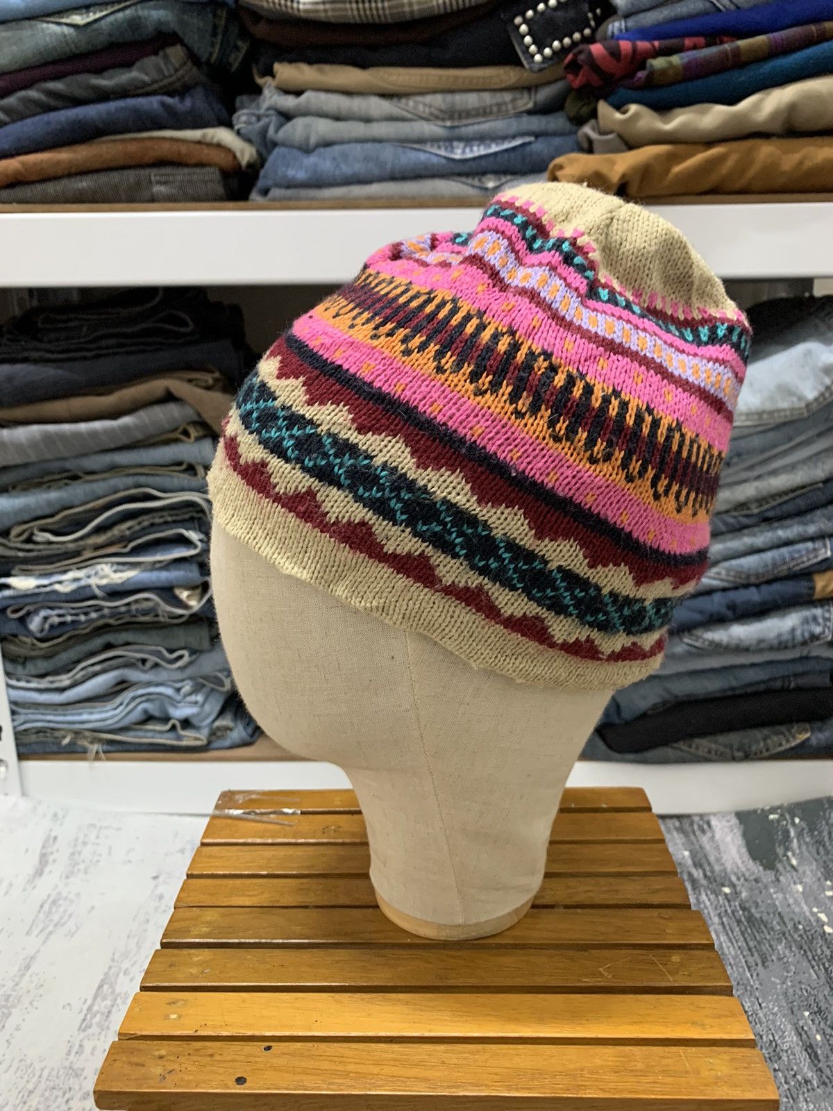 14th Addiction Vintage American Native Tribal Art Beanie Hat Size ONE SIZE - 3 Thumbnail