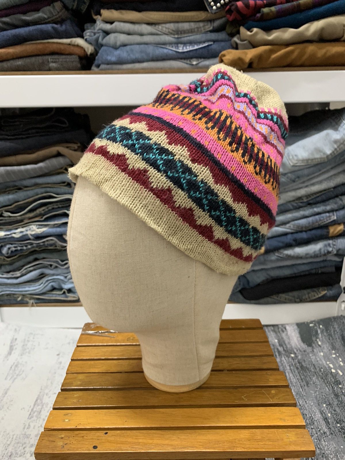 14th Addiction Vintage American Native Tribal Art Beanie Hat Size ONE SIZE - 1 Thumbnail