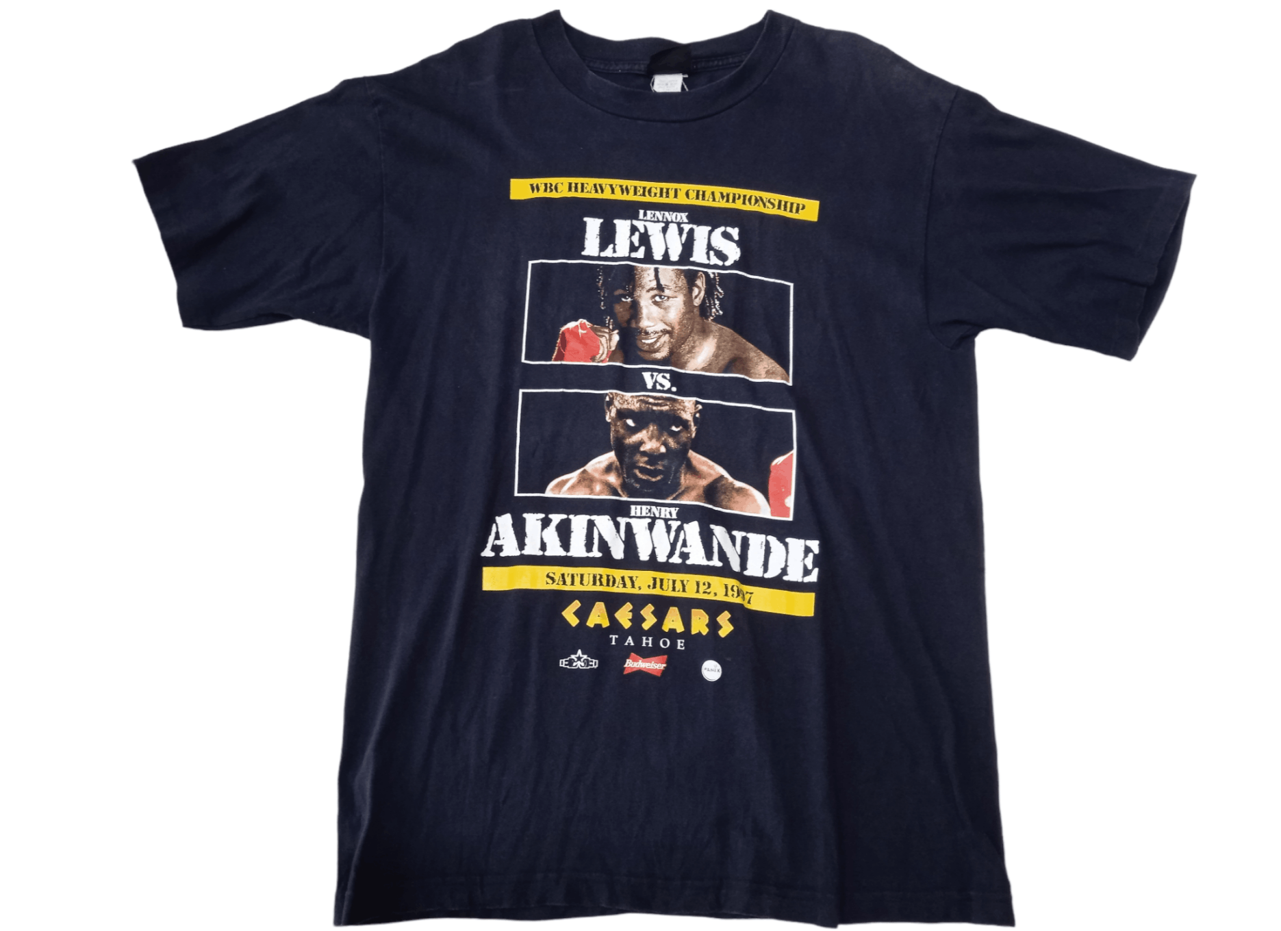 Vintage Vintage 90s Lewis vs Akinwande Boxing T-Shirt Size US L / EU 52-54 / 3 - 1 Thumbnail