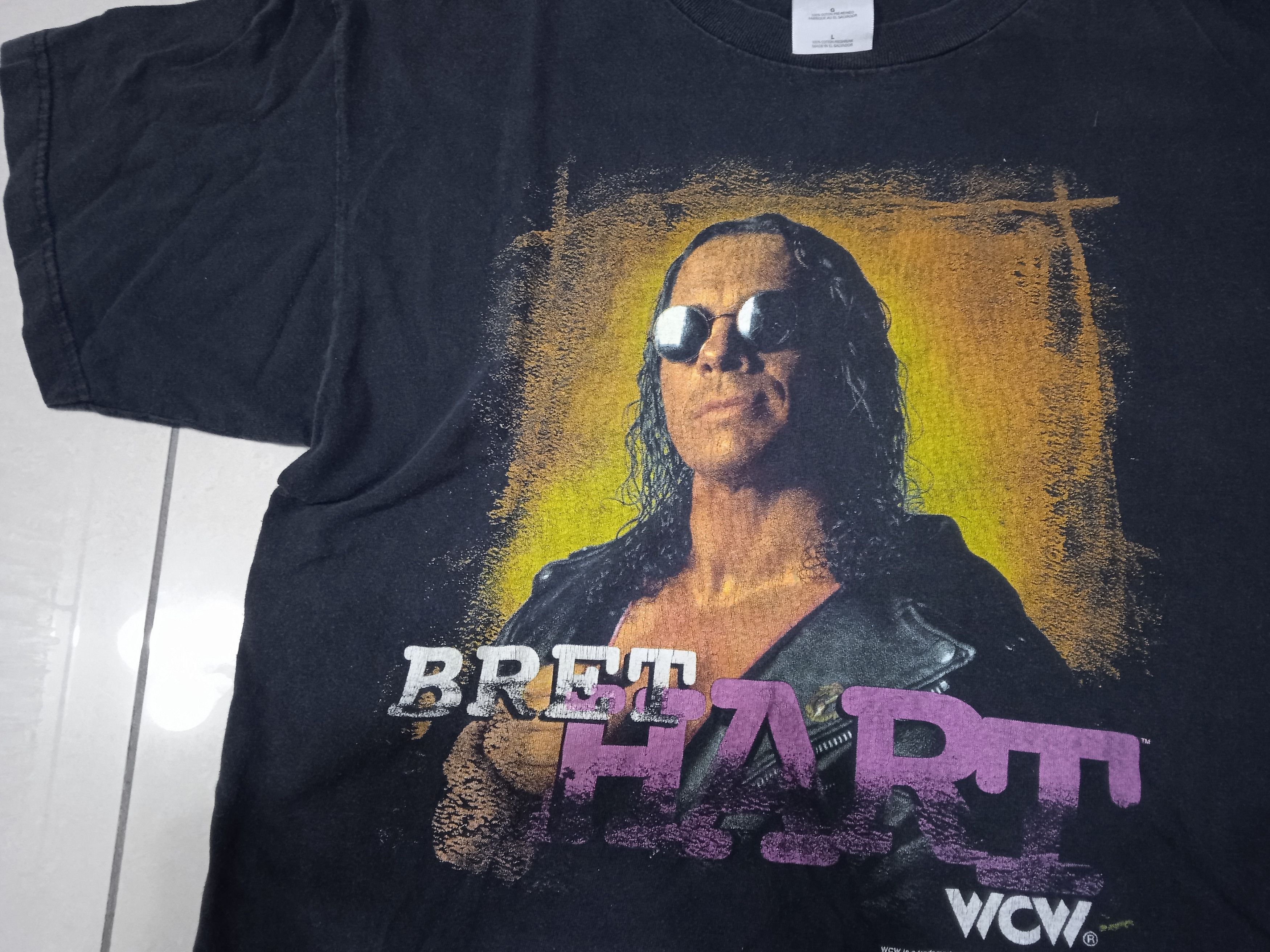 Vintage Vintage 90s WCW Bret Hart T-Shirt Size US L / EU 52-54 / 3 - 3 Thumbnail